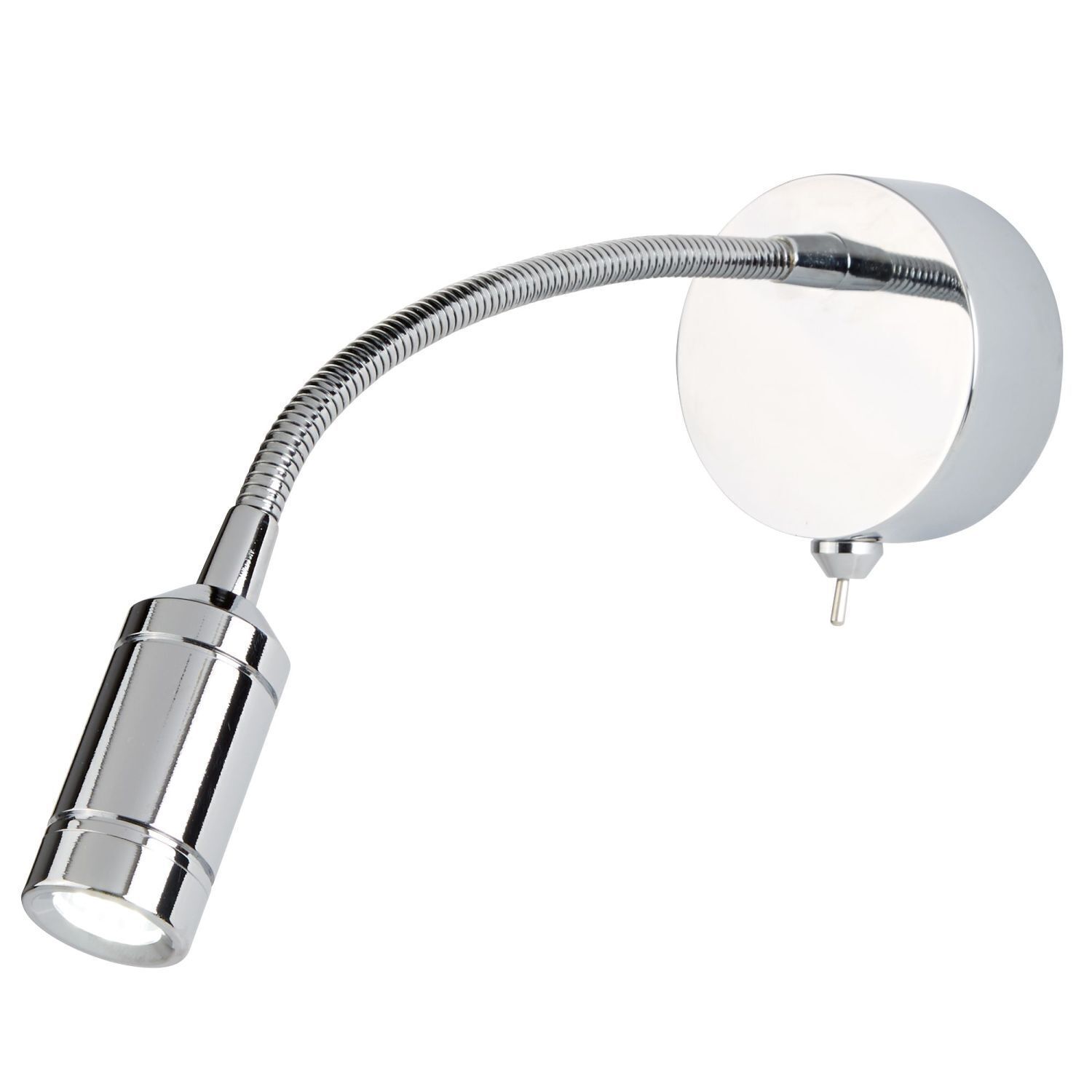 LED Wandspot mit Schalter Flexarm Metall in Chrom 66 lm Lampe, Badezimmer, Drinnen, Zimmer, Duscharmatur