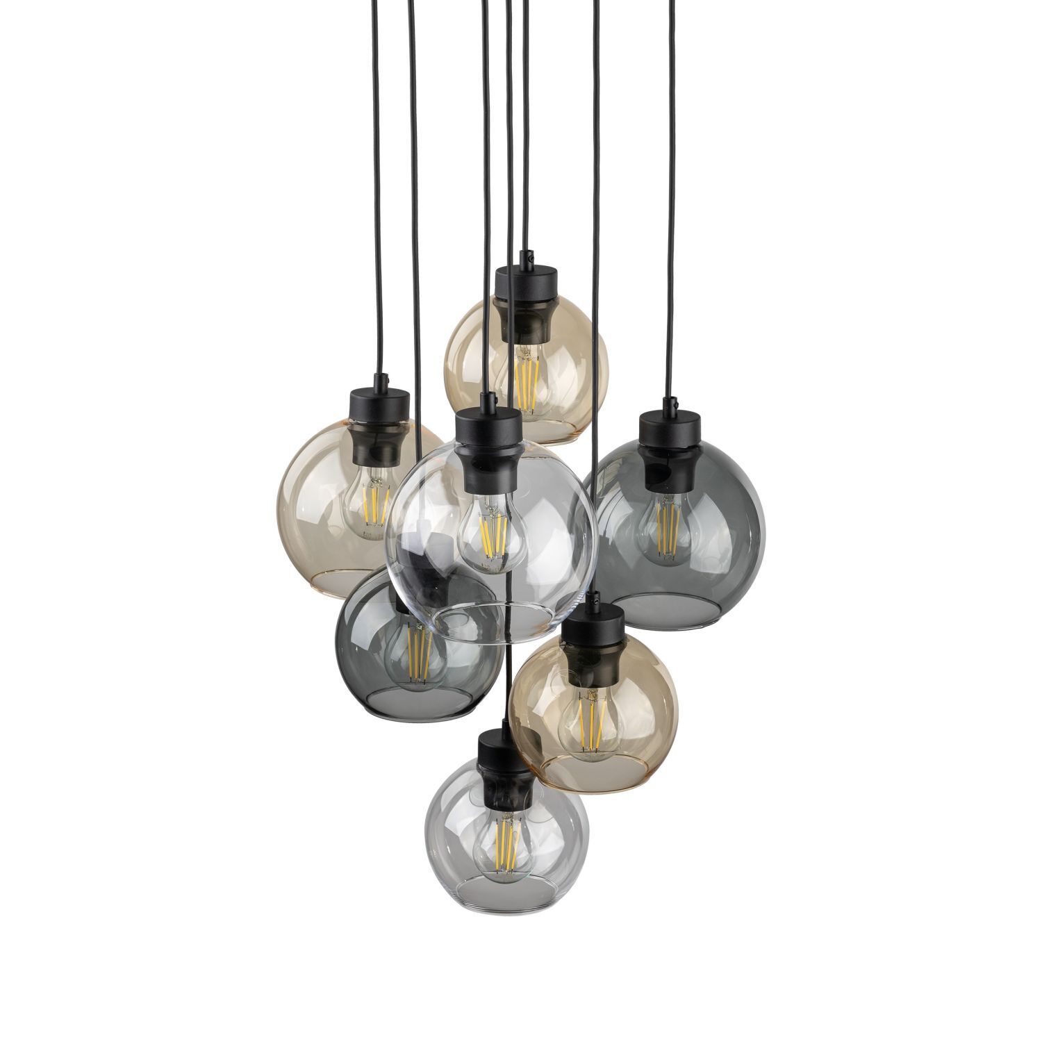 Hängelampe Rauchglas H: max. 140 cm verstellbar 7x E27
