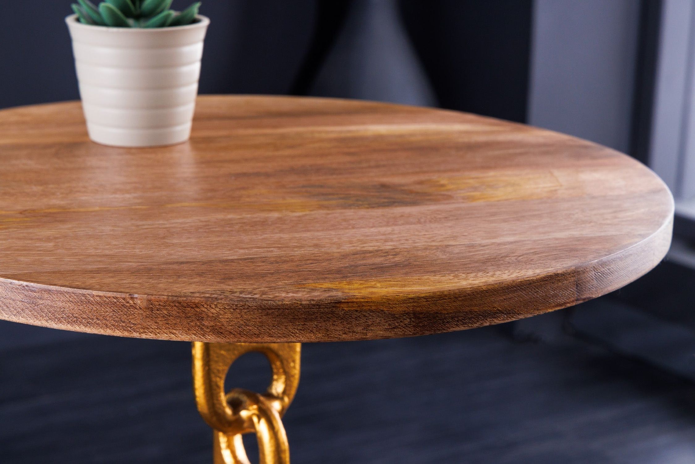 Beistelltisch Mango Holz Metall 38x38 cm Handarbeit Moebel, Tabelle, Tischplatte, Holz, Hartholz