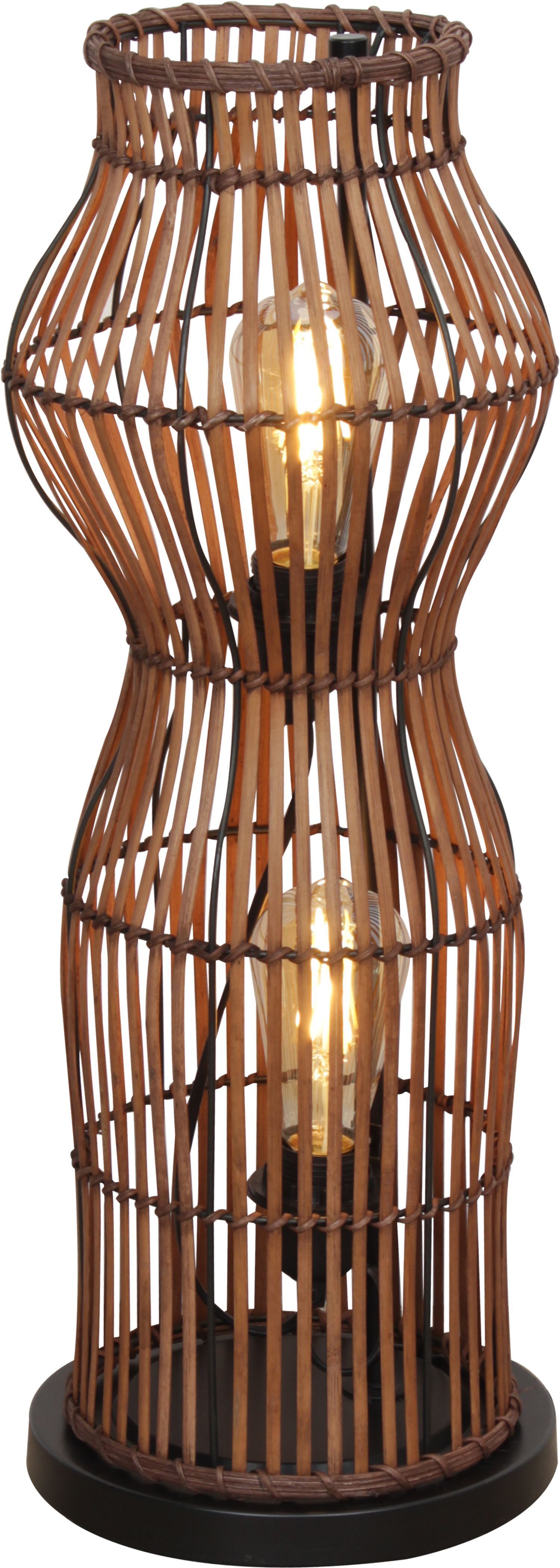 Moderne Stehlampe Bambus Natur Schwarz E27 60 cm klein Lampe, Lampenschirm, Rattan, Tischlampe, Ambientelicht