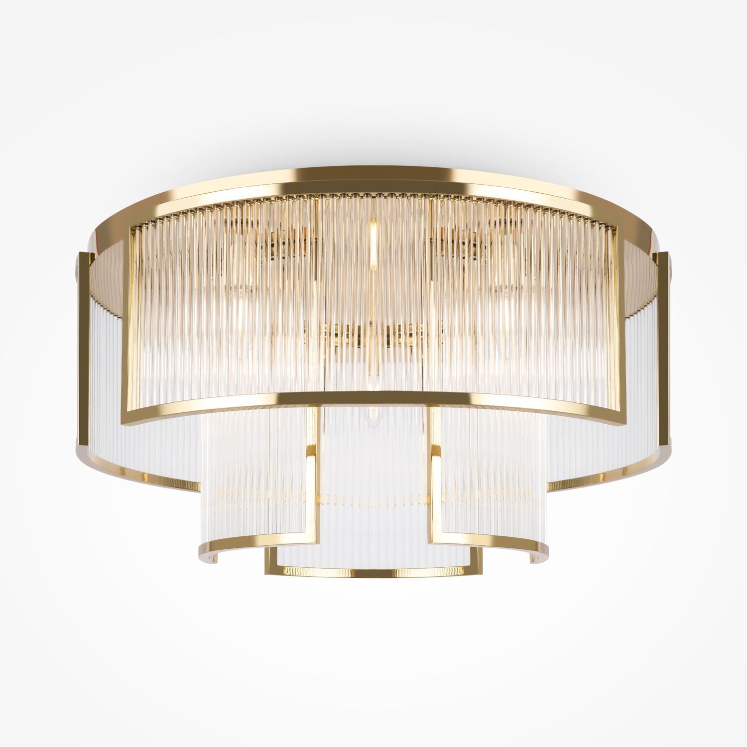 Deckenlampe Metall Glas Ø 65 cm in Gold E14 rund KLARA Deckenleuchte, Kronleuchter, Lampe, Krippe, Bett für Säuglinge