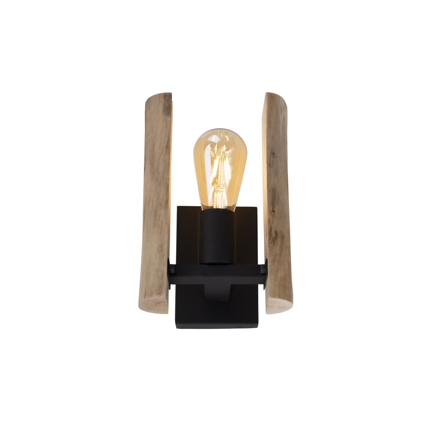 Wohnliche Wandlampe Vintage Holz Metall E27 H:25 cm Licht