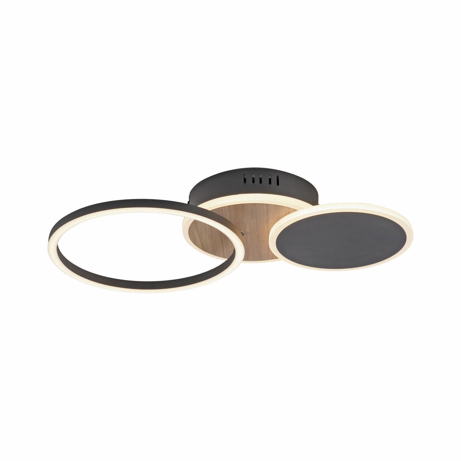 LED Deckenlampe Schwarz Natur warmweiß 26 W verstellbar