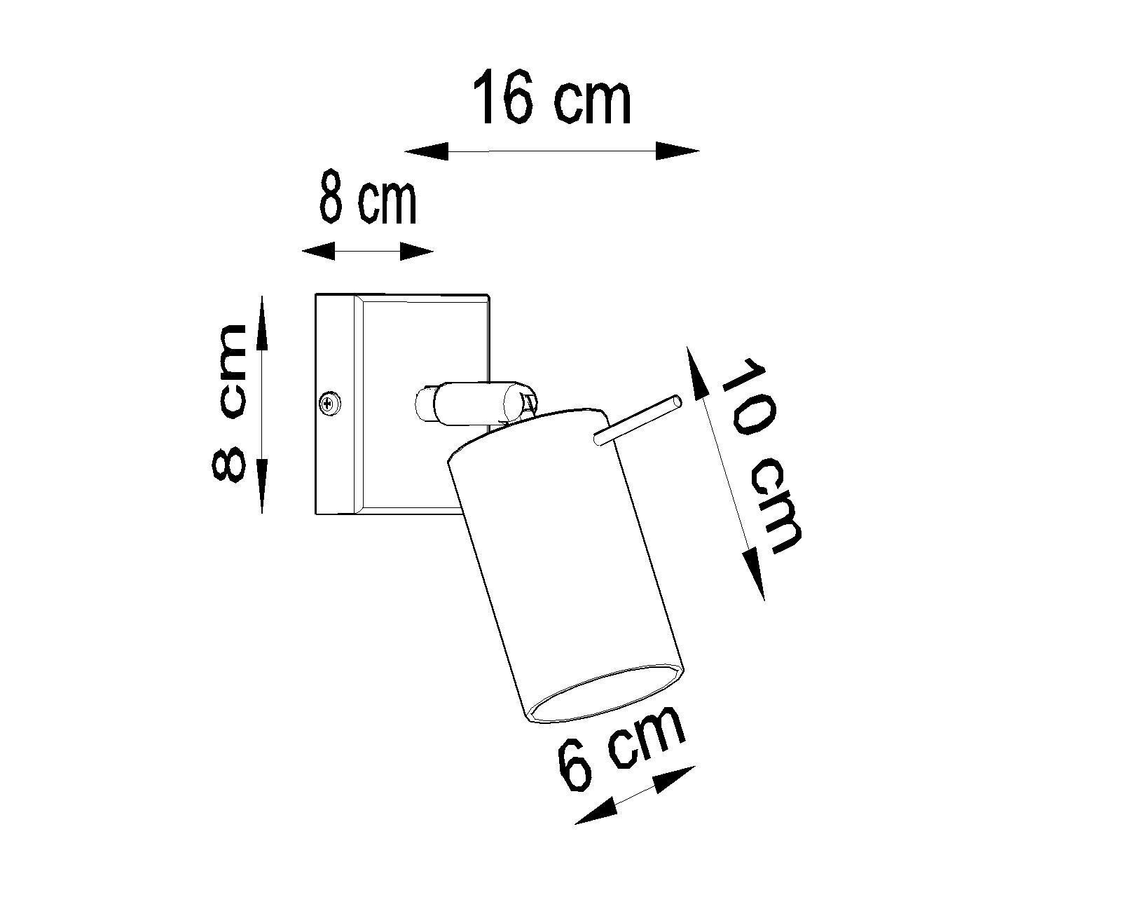 Wandspot Weiß B: 8 cm klein Metall schwenkbar