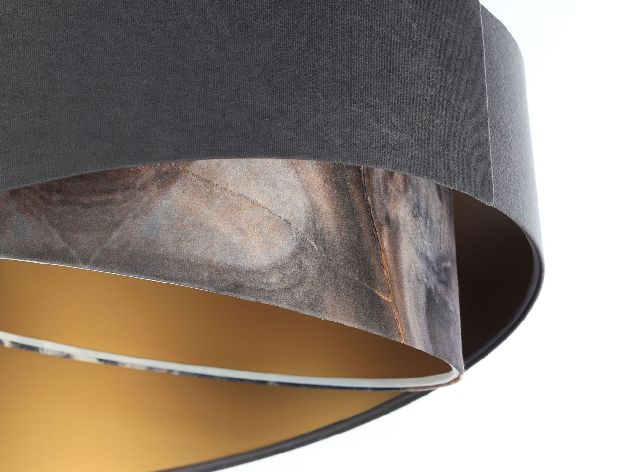 Hängelampe Grau Gold E27 Stoffschirm Ø 50 cm Modern KARIM Lampe, Lampenschirm