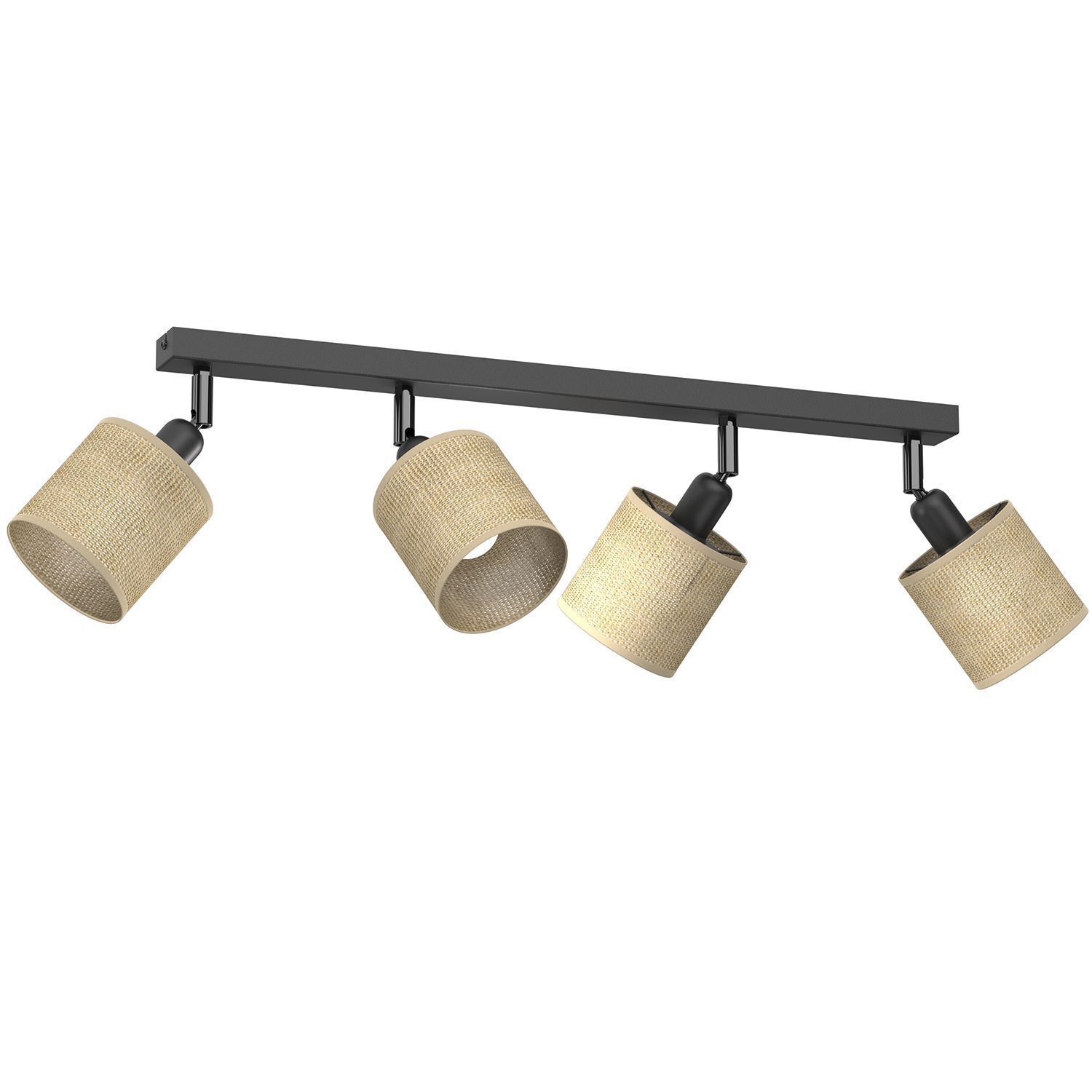 Deckenspot Jute Metall Schwarz E27 65 cm verstellbar
