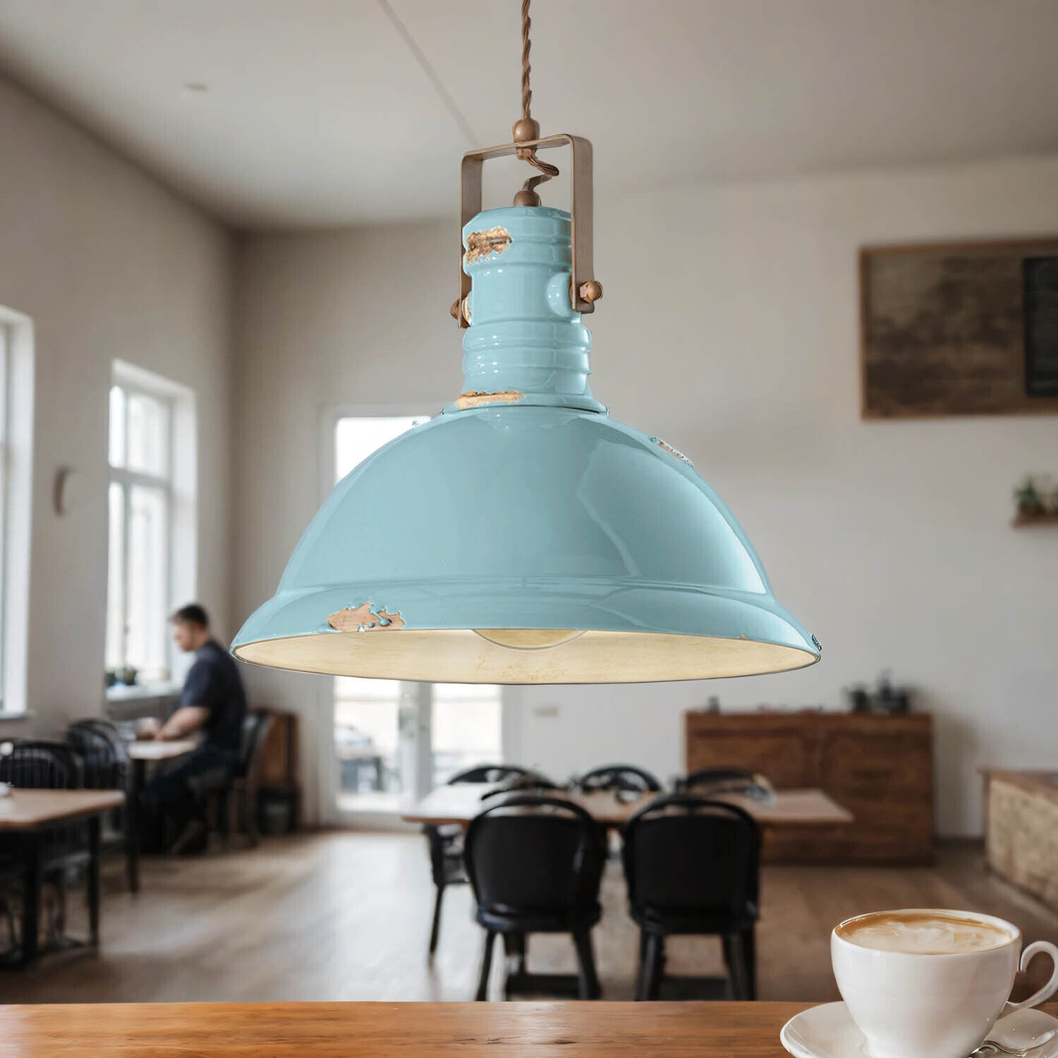 Hängelampe Keramik Metall E27 D: 40 cm rund Leuchte, Kaffee, Kaffeetasse, Innenarchitektur, Esszimmer