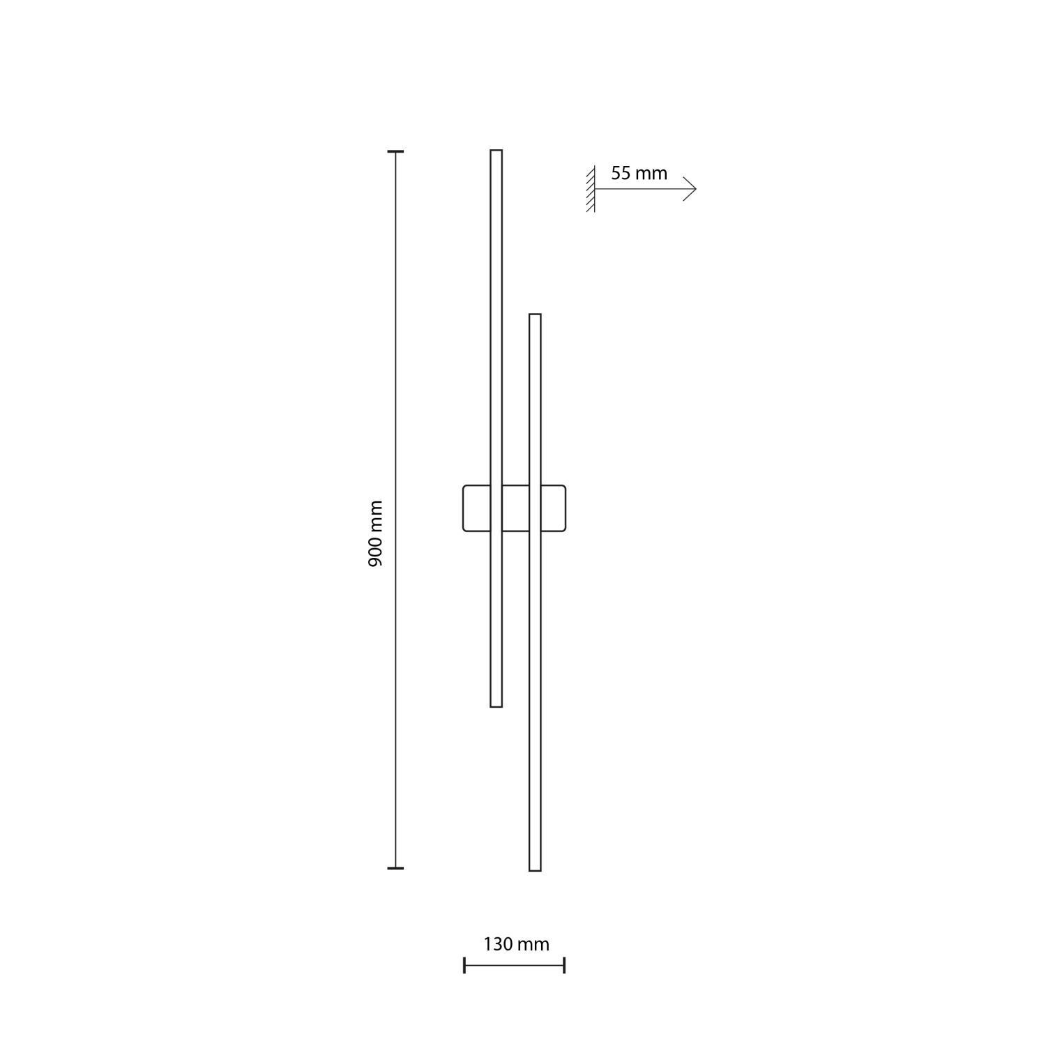 LED Wandlampe 90 cm hoch Metall Holz indirektes Licht 3000 K