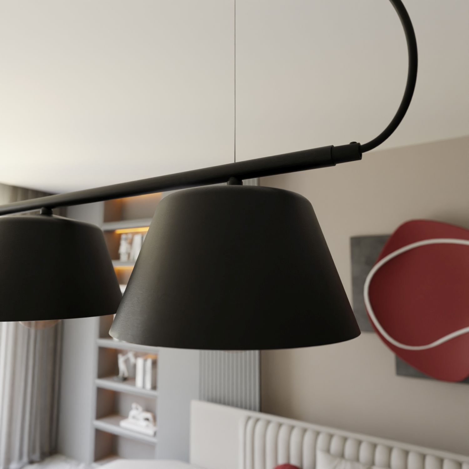 Hängelampe Metall B: 82 cm Modern Schwarz Weiß E27 3-flammig