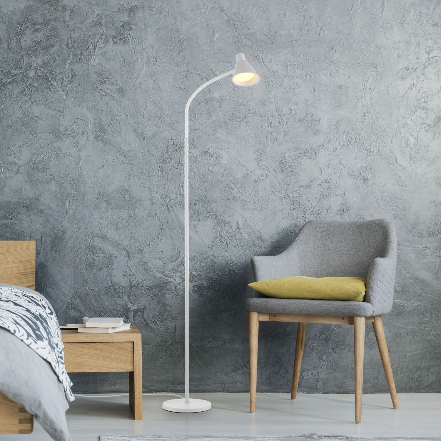 Weiße LED Stehleuchte Metall 150 cm 4 W 3000 K flexibel Lampe, Stehlampe