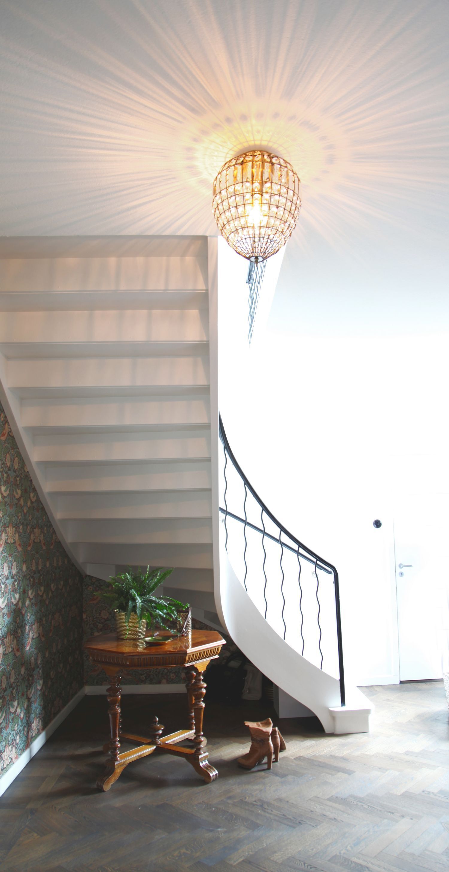 Deckenlampe Kristall Metall B: 30 cm in Messing Antik E27 Treppenhaus, Foyer, Drinnen, Pflanze, Kronleuchter