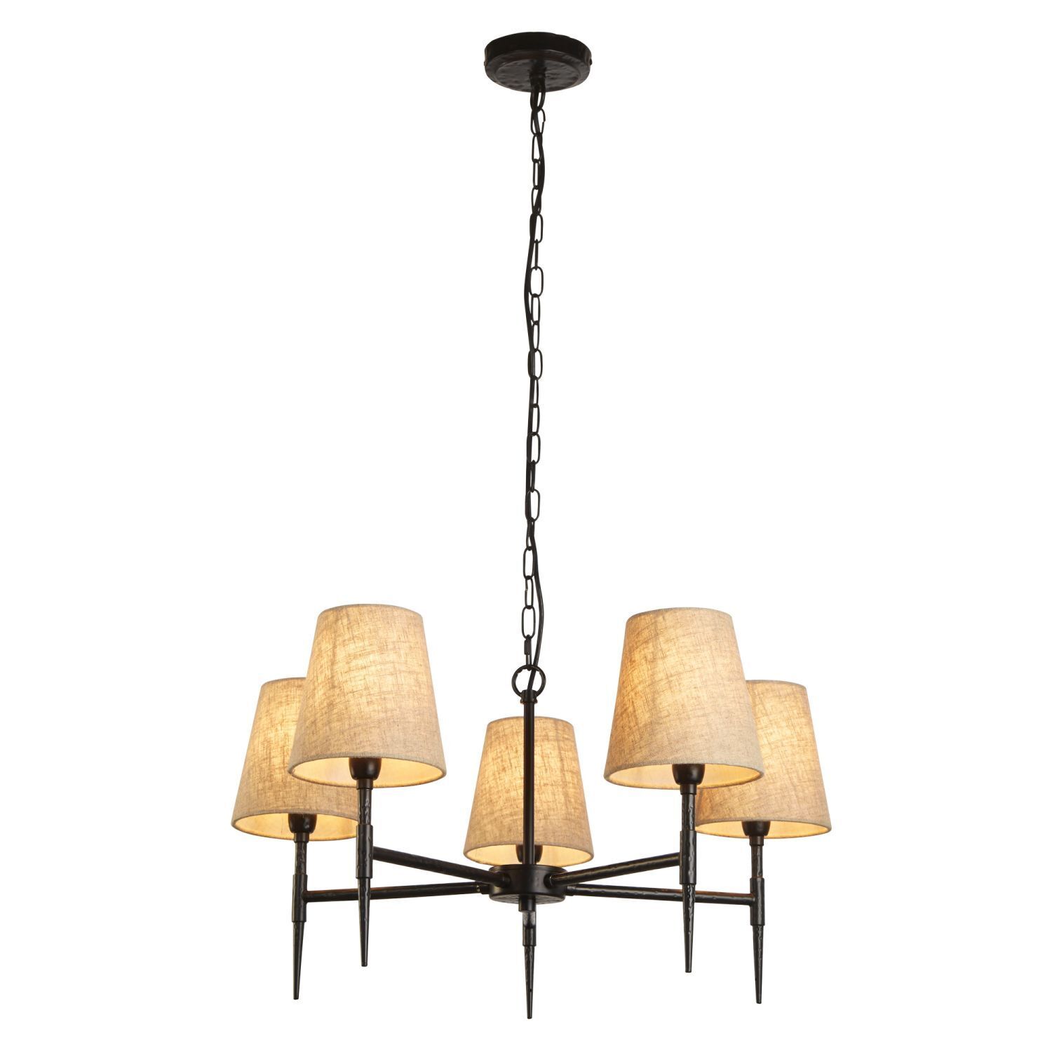 Kronleuchter 5-flammig Ø 66 cm Rustikal E14 Schwarz Creme