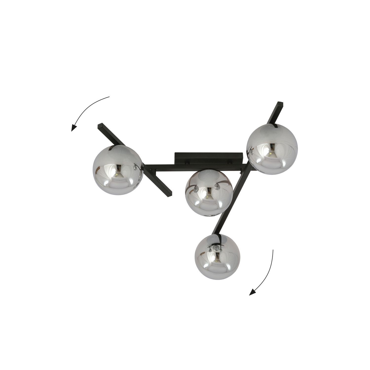 Deckenlampe Rauchglas Metall 63 cm lang E14 4-flammig
