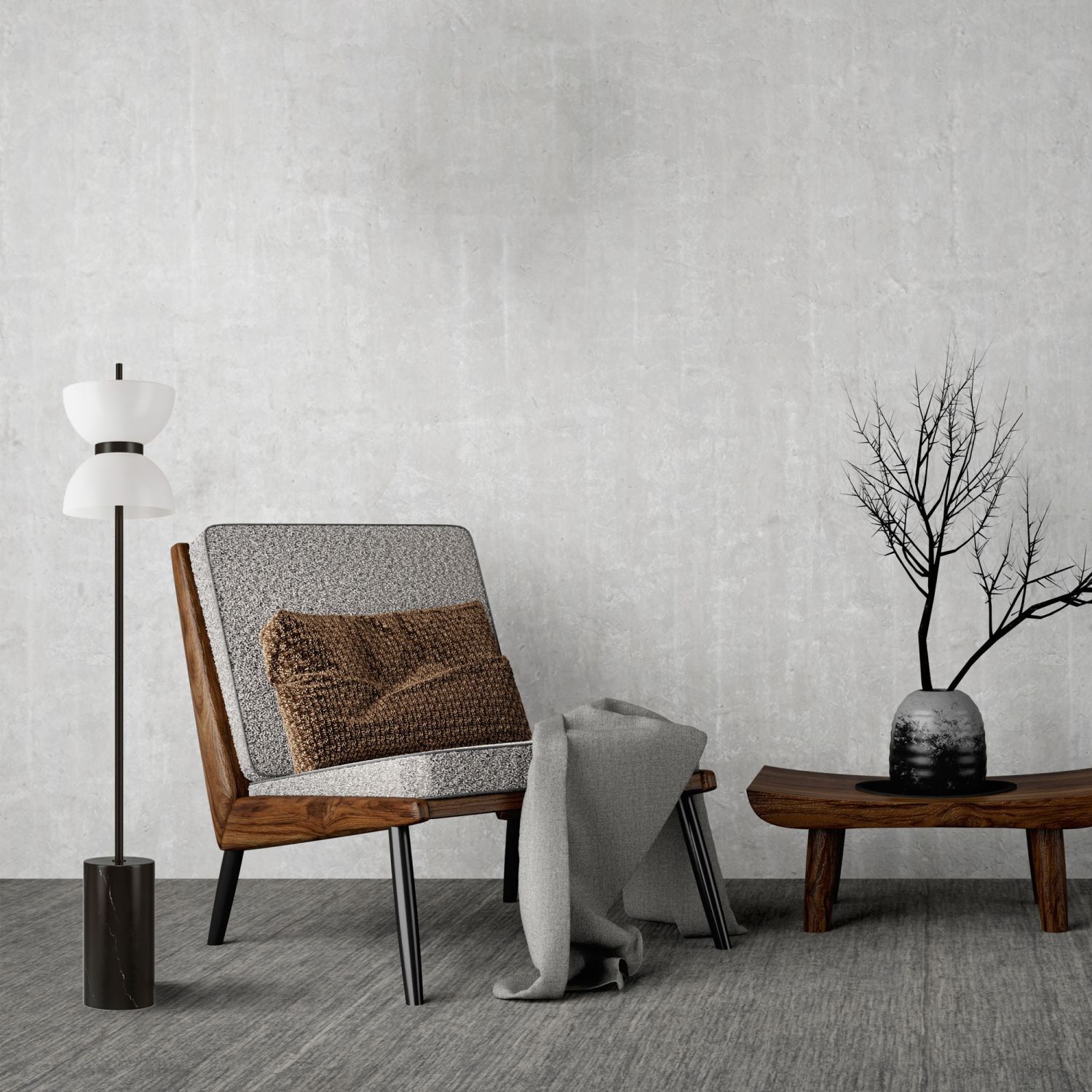 LED Stehlampe Glas Metall 3000 K warmweißes Licht rund Lampe, Mobiliar, Stuhl, Pflanze