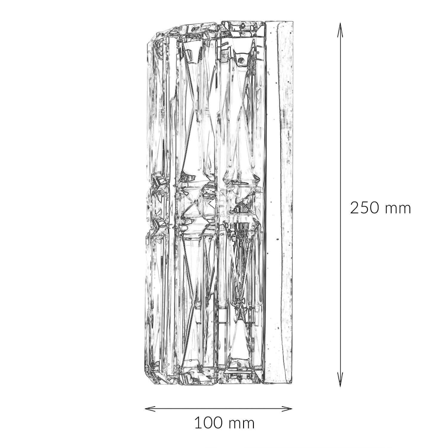Wandlampe Metall Glas 25 cm hoch Chrom E14 länglich Kunst