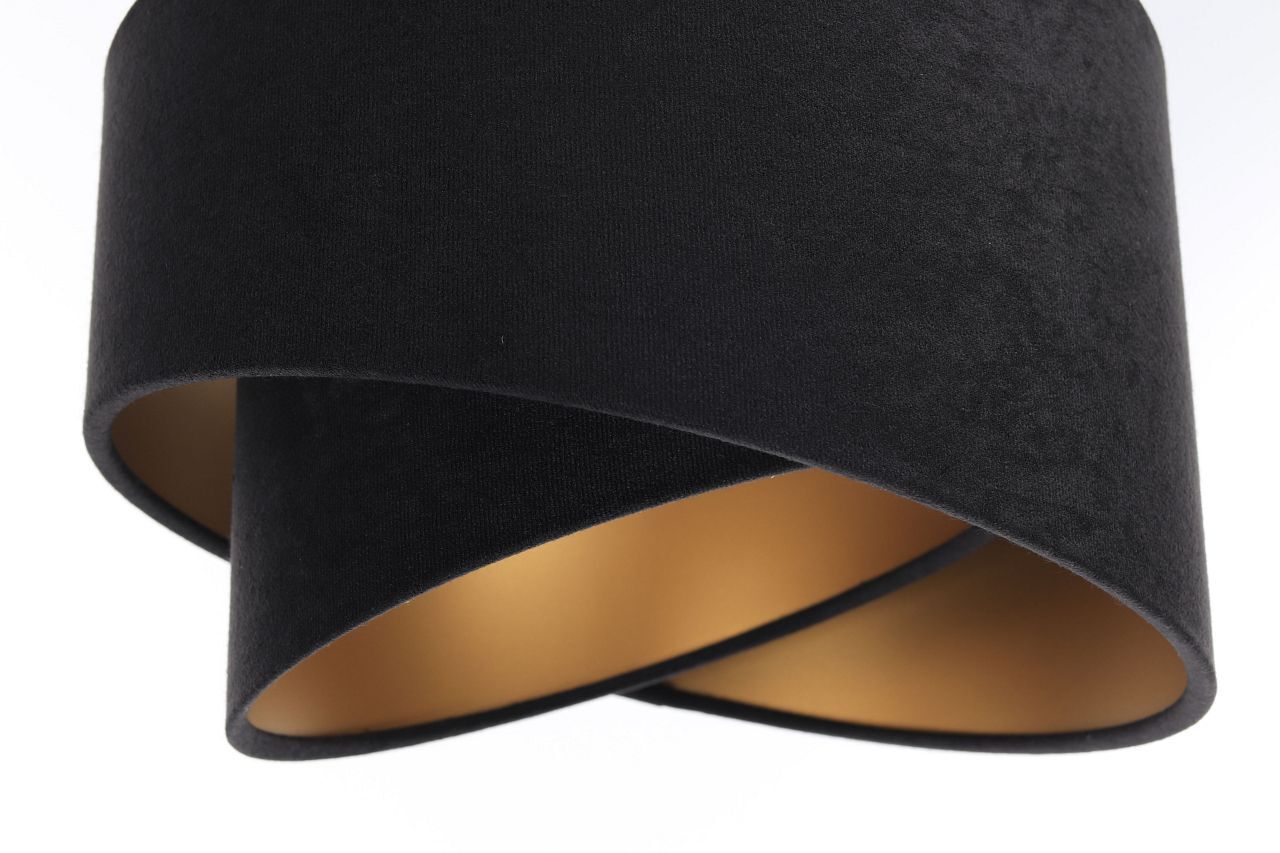 Pendelleuchte Stoff 3-flammig Stoff Schwarz Gold E27