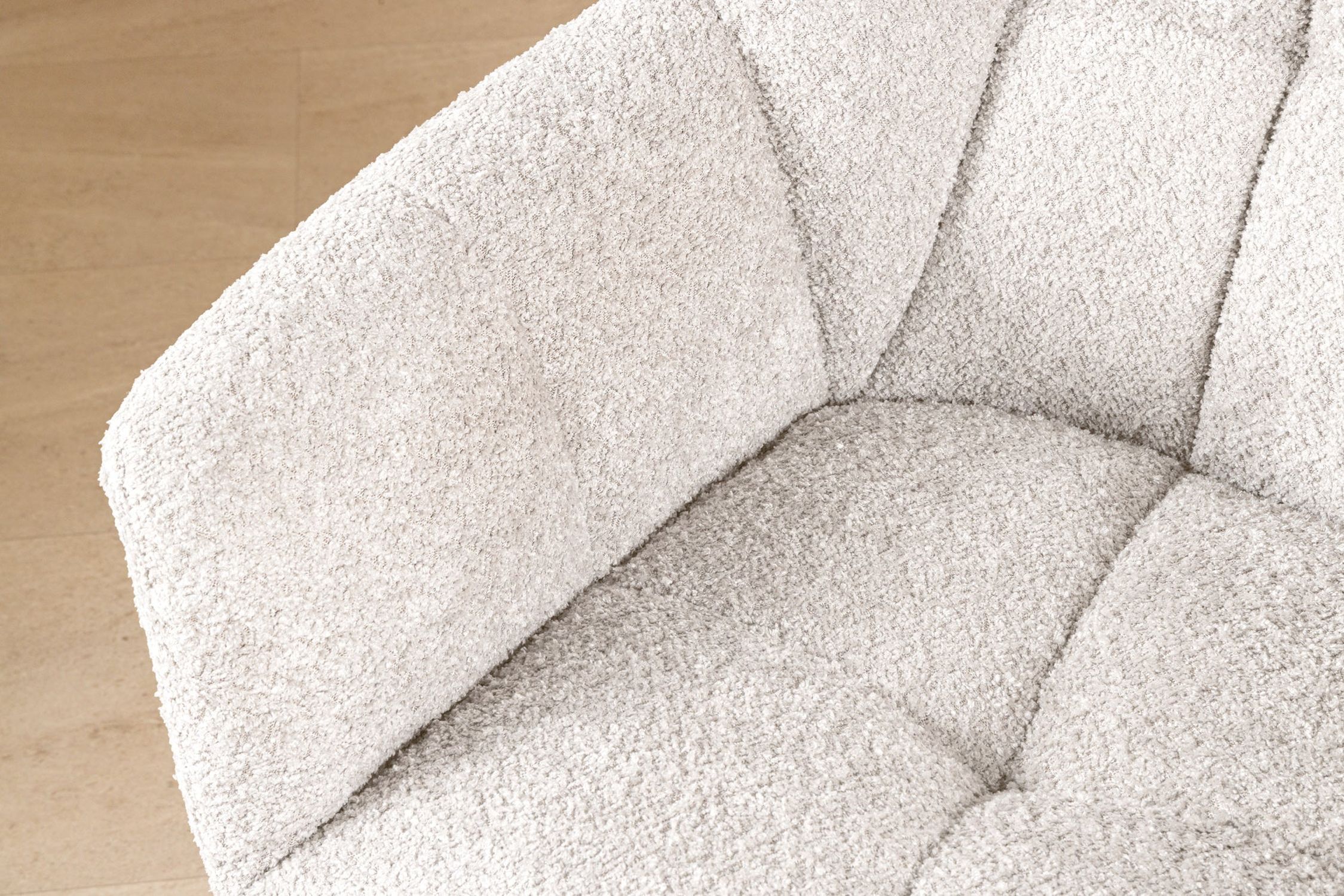 Drehstuhl Weiß Bouclé Metall Retro ohne Rollen SONIA Dekoration für Zuhause, Teppich, Kissen