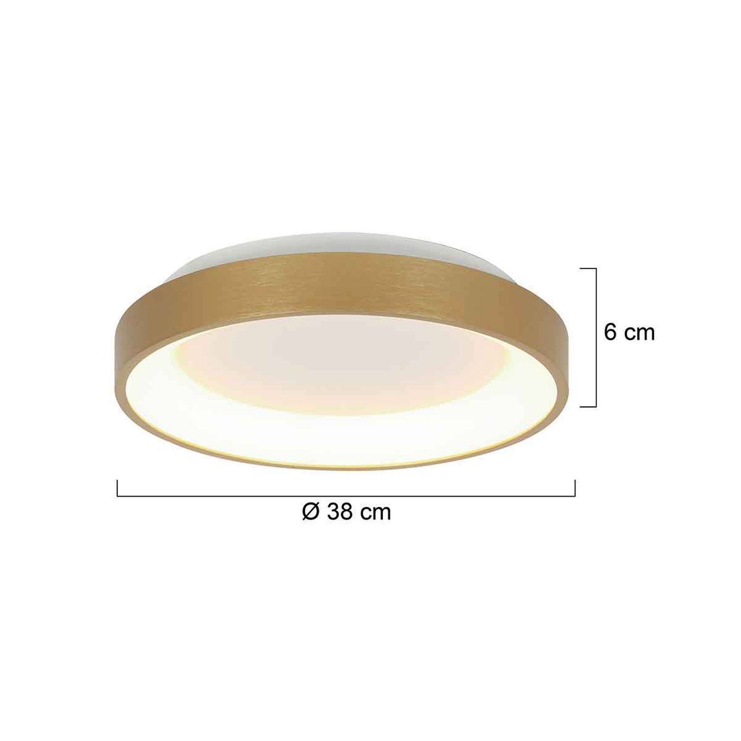 LED Deckenleuchte in Gold Weiß Ø38 cm 30 W gemütlich Deckenleuchte, Leuchte, Klebeband