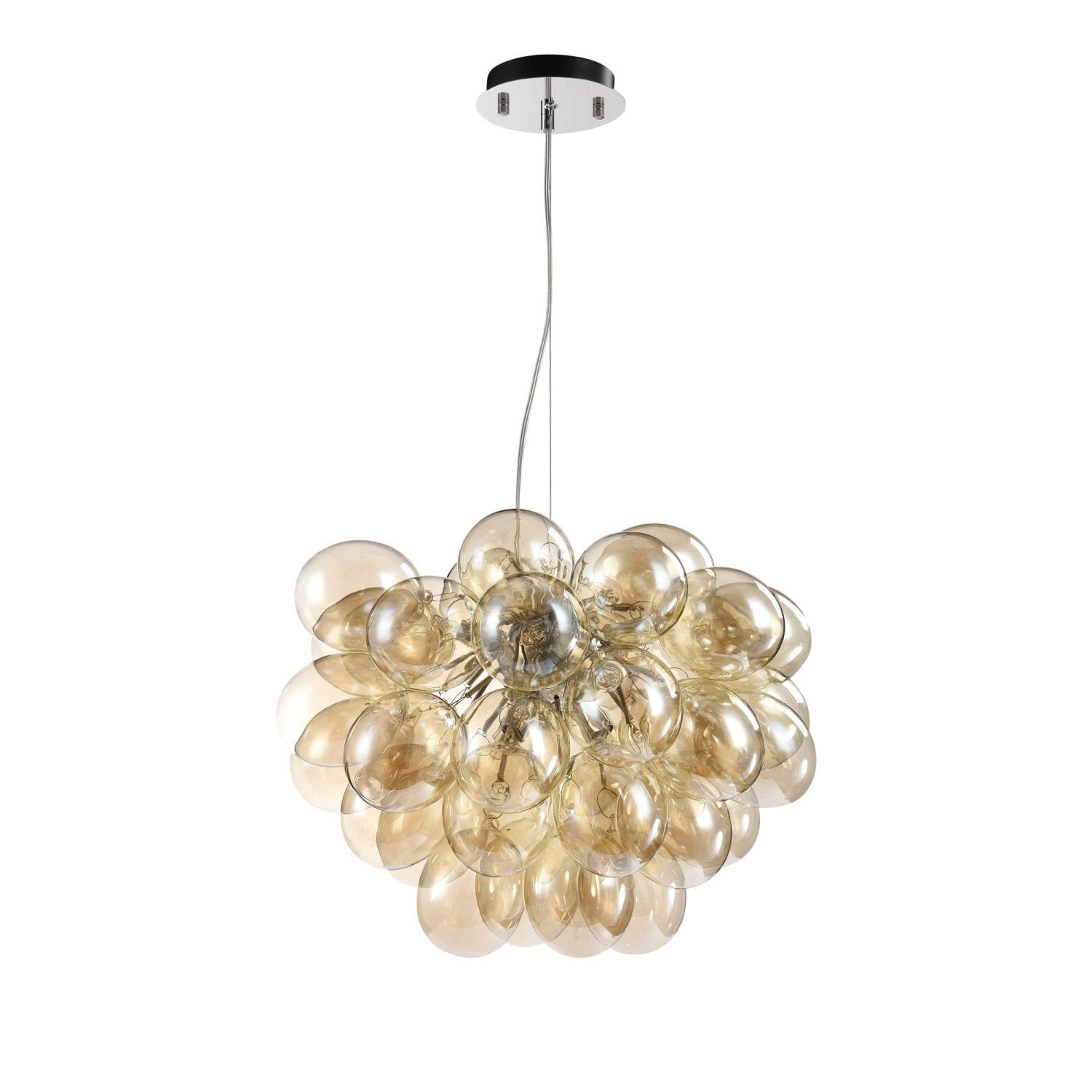 Hängelampe Metall Rauchglas 50 cm breit H: max. 170 cm