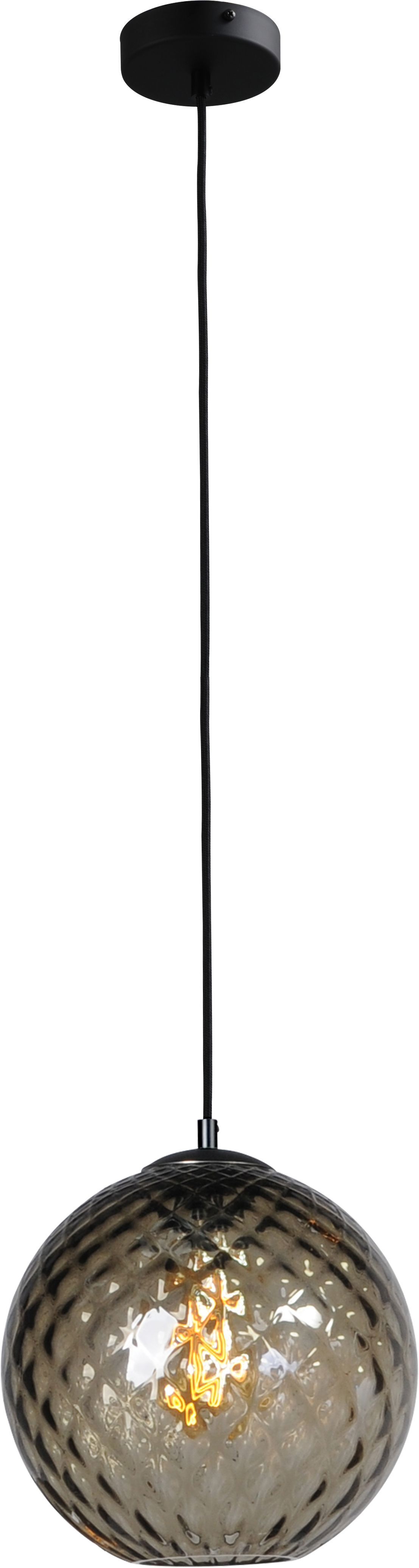 Hängeleuchte Rauchglas Schwarz Ø 30 cm E27 EASTON
