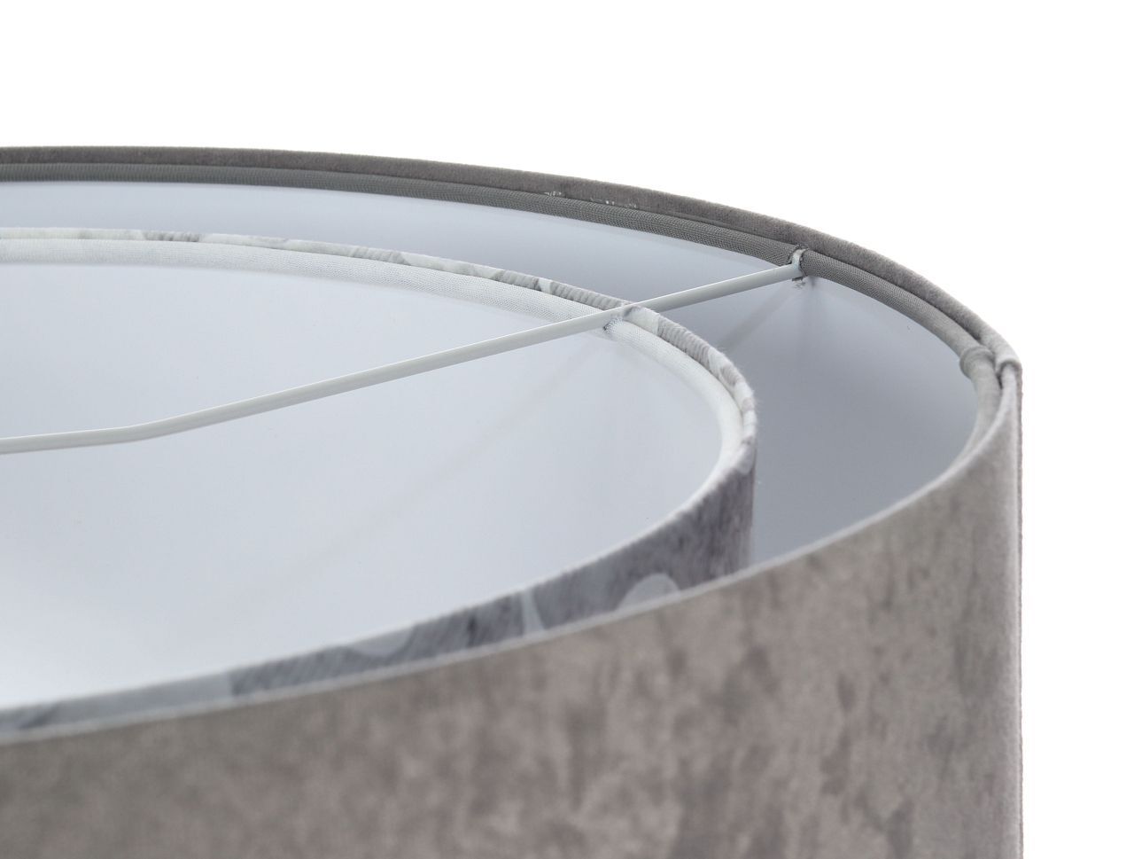 Pendelleuchte Grau Weiß Ø 50 cm Stoffschirm Velours Optik