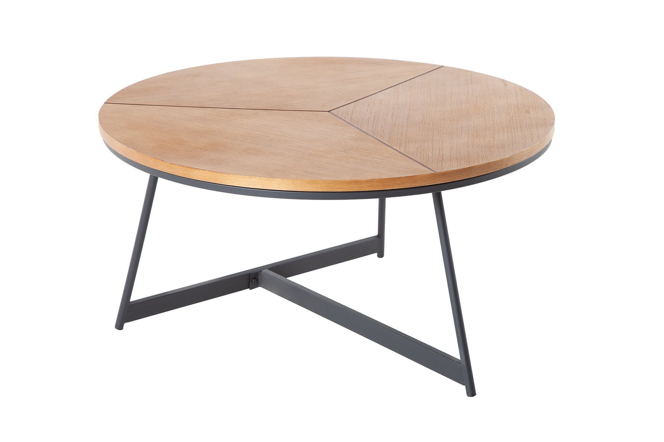 Couchtisch Holz (Eiche) Metall rund Ø 80 cm