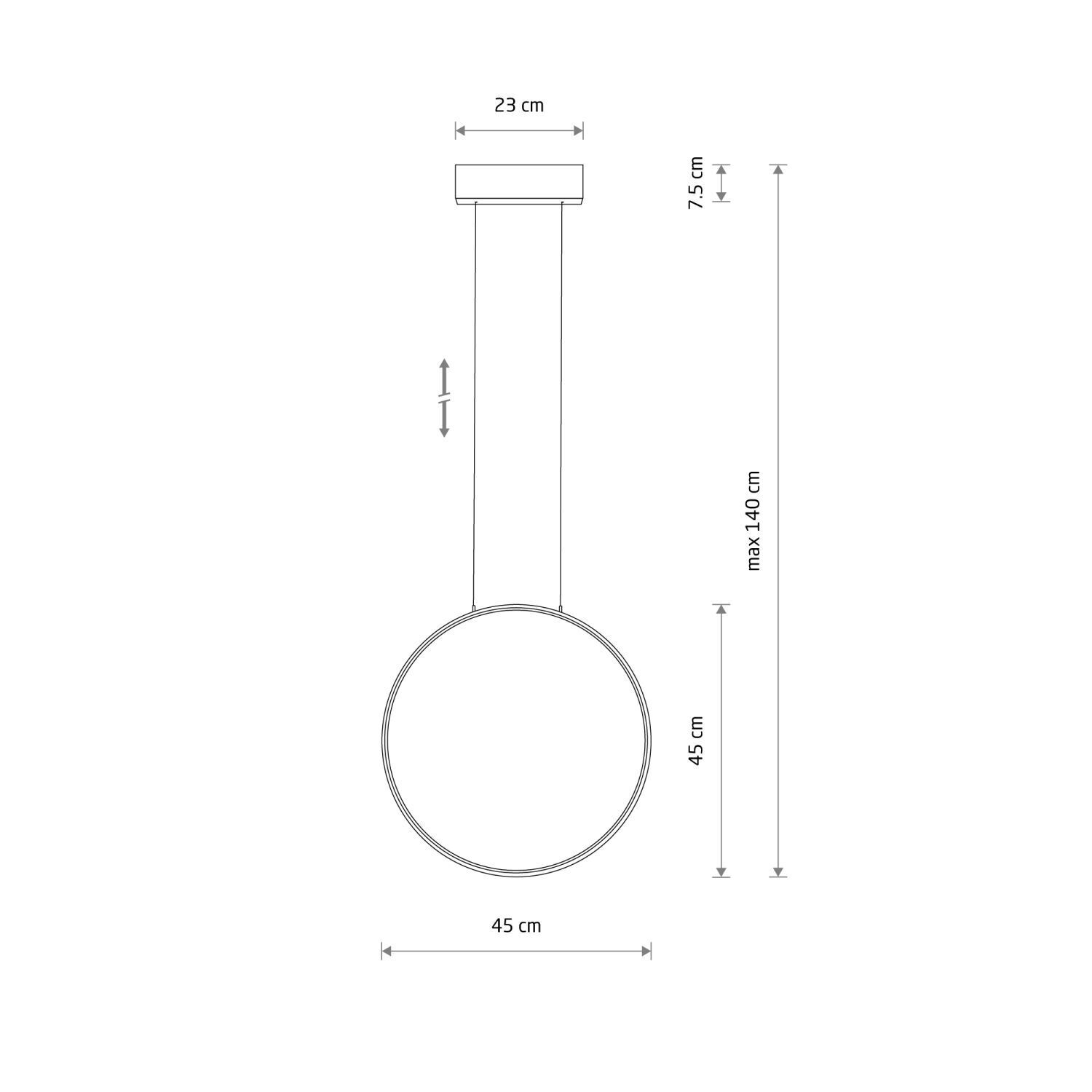 Hängelampe LED Schwarz 3000 K 560 lm Ring Ø 45 cm