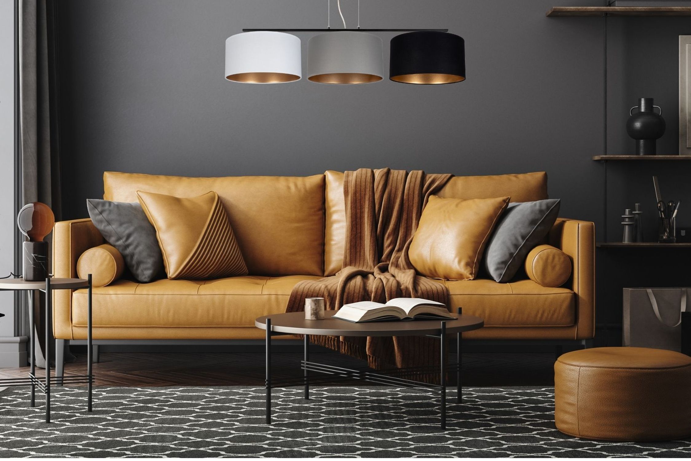 Sofa, Leder, Camel, Sofa-Kissen, Wohnzimmer
