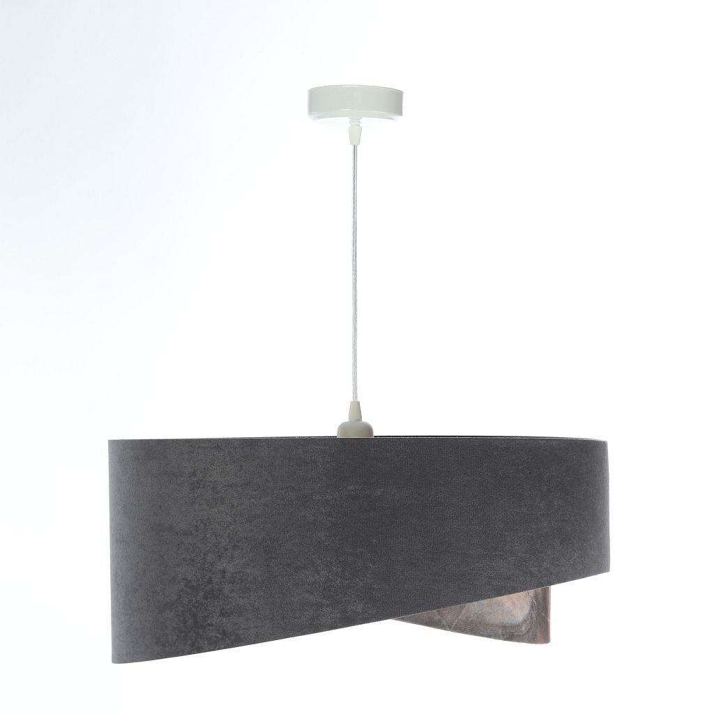 Hängelampe Grau Gold E27 Stoffschirm Ø 50 cm Modern KARIM Lampe