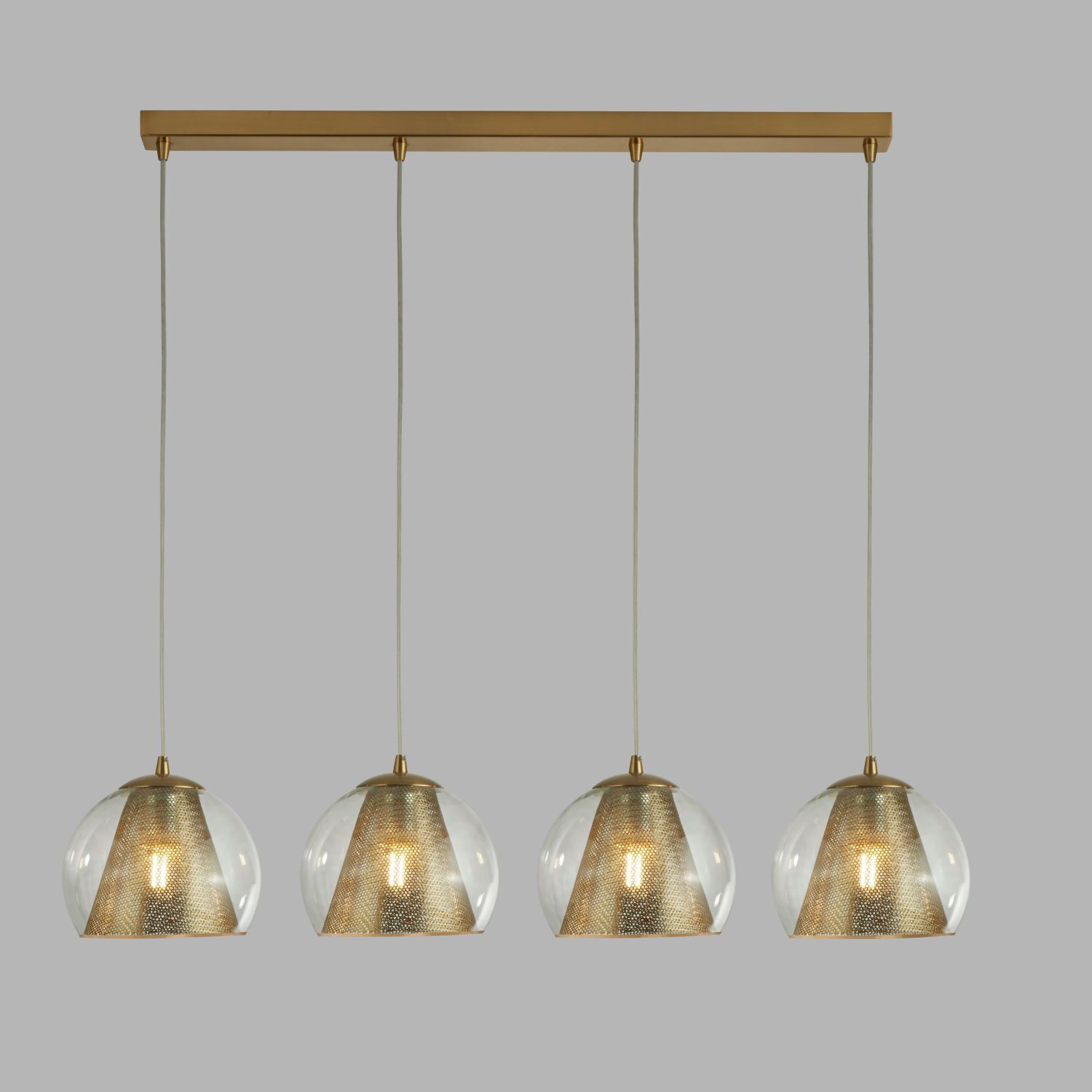 Pendelleuchte Glas Metall B: 84 cm in Messing Klar MARIAH