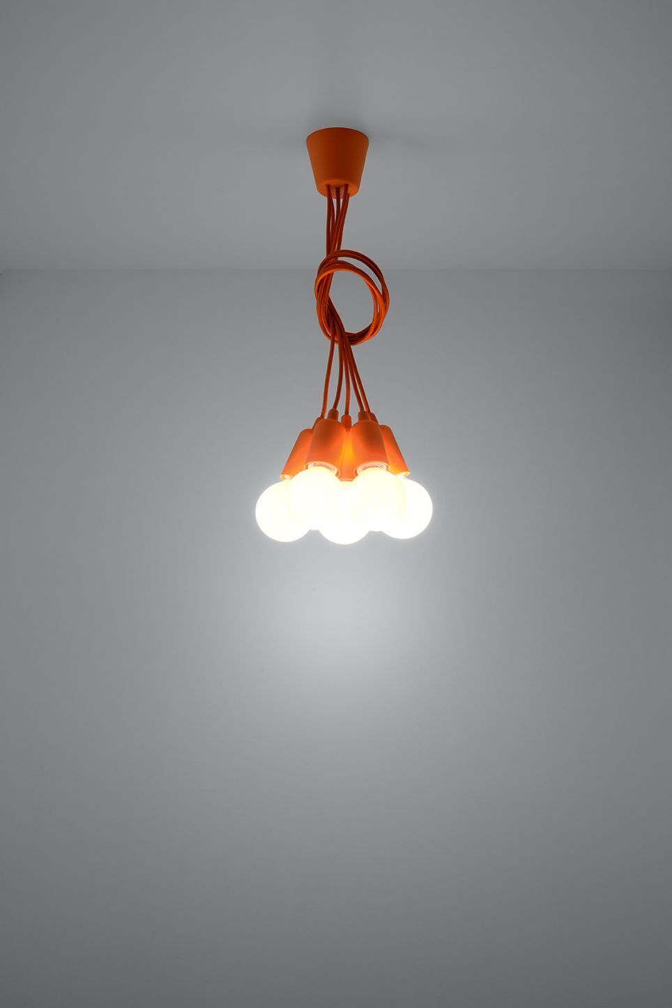 Knallige Pendelleuchte Orange 5-flammig Retro NESSA