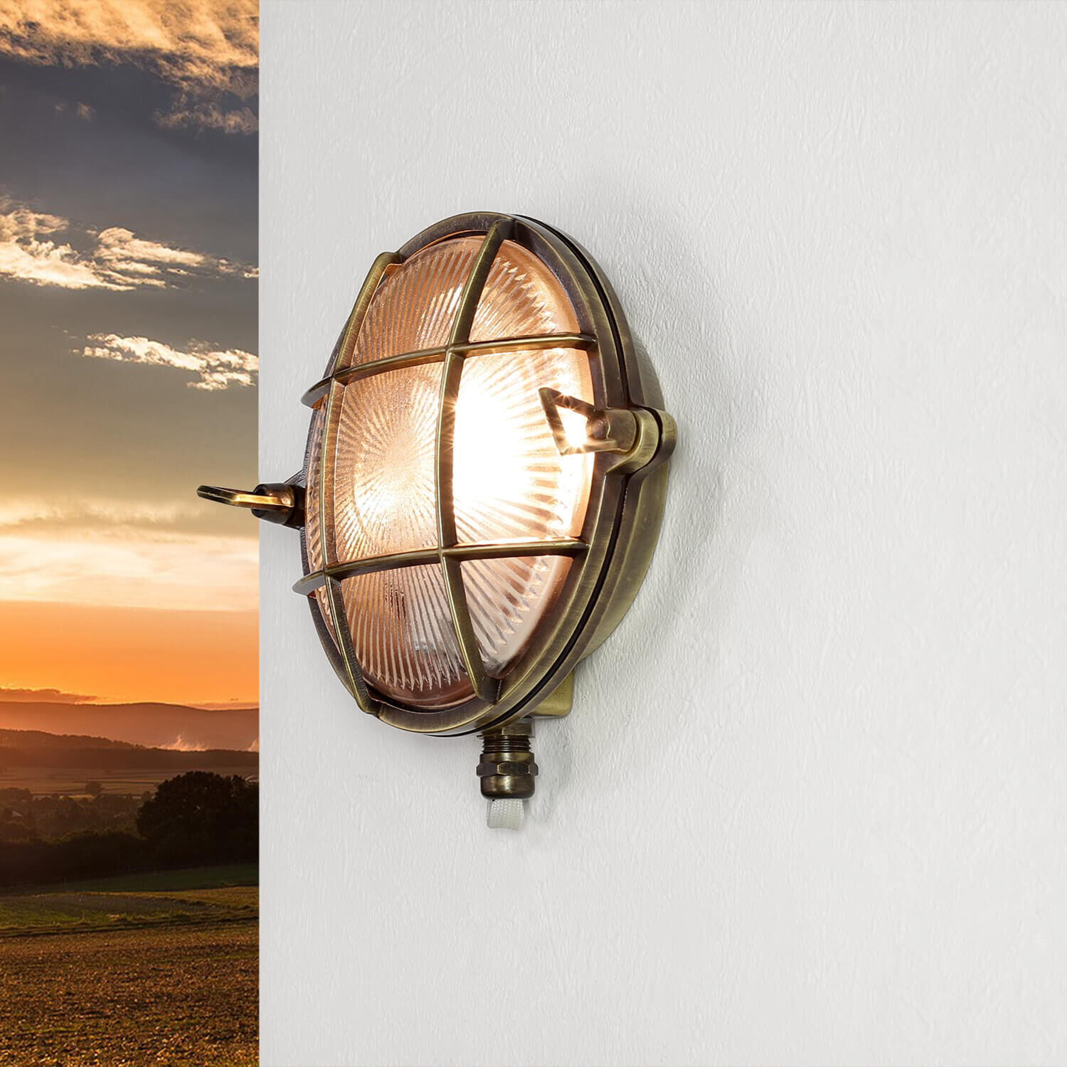 Außenwandleuchte Antik Echt Messing Käfigschirm Beleuchtung, Leuchte