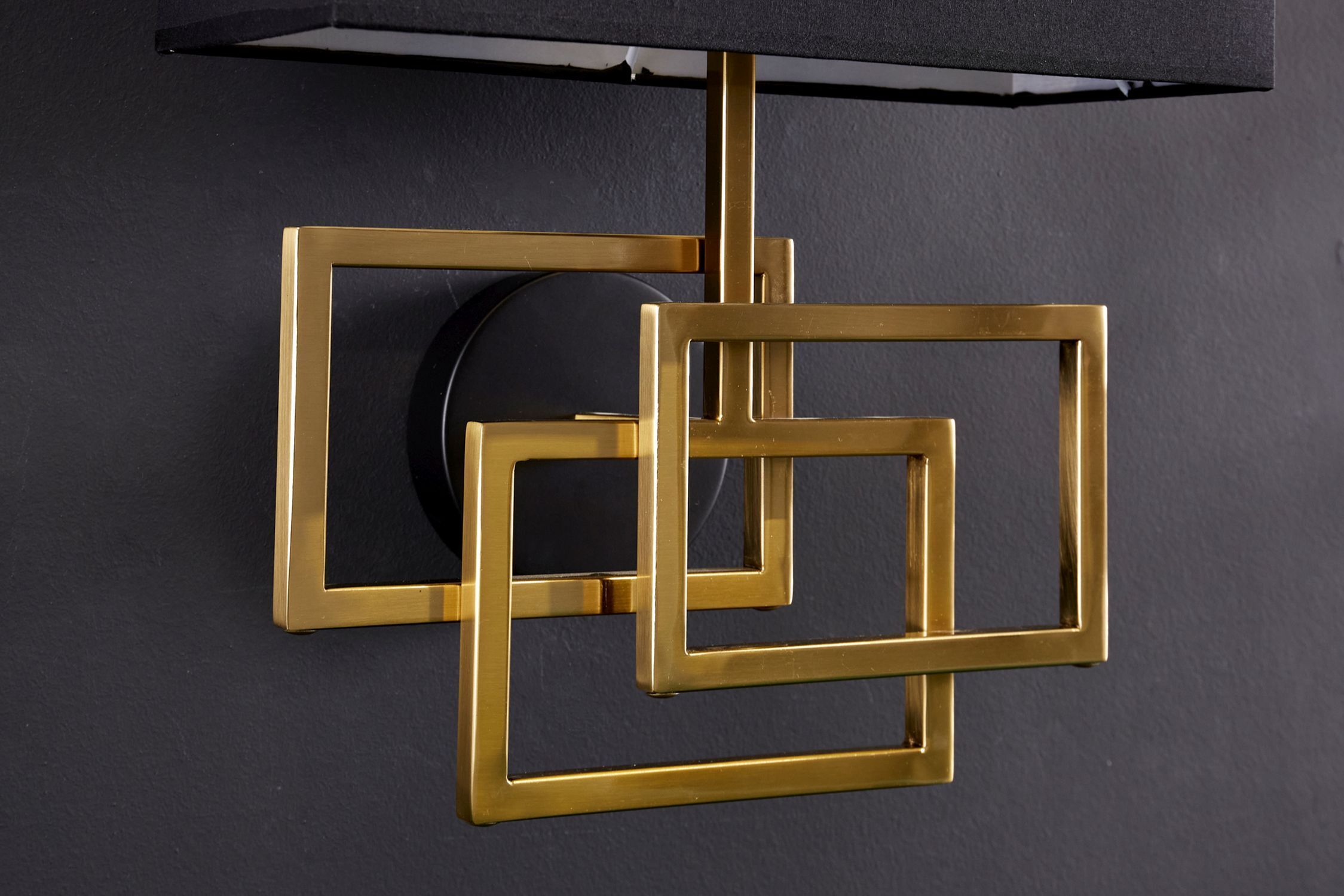 Wandlampe Stoff blendarm T:20 cm E27 in Gold Schwarz