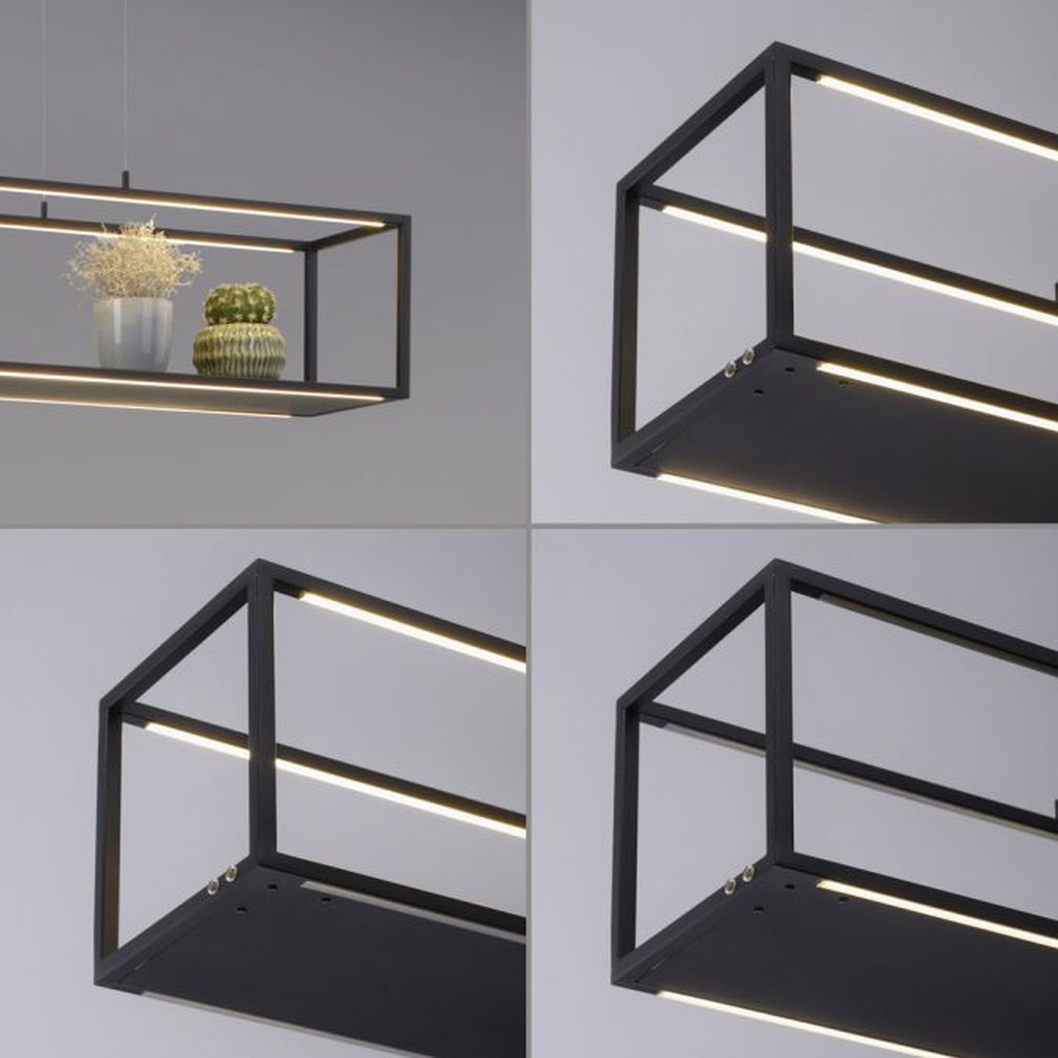 Schwarze LED Hängelampe dimmbar Touch 105 cm Memory Handlauf, Architektur, Balkon, Gebäude