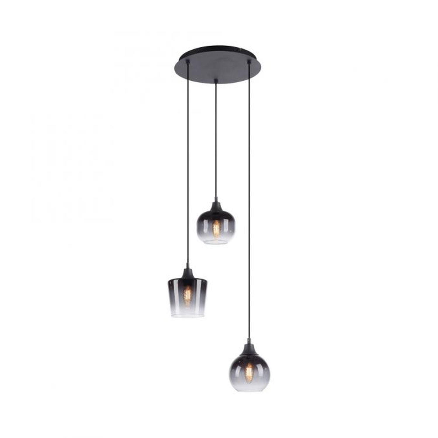 Hängeleuchte Glas Metall Rauchgrau Schwarz E14 B:38 cm