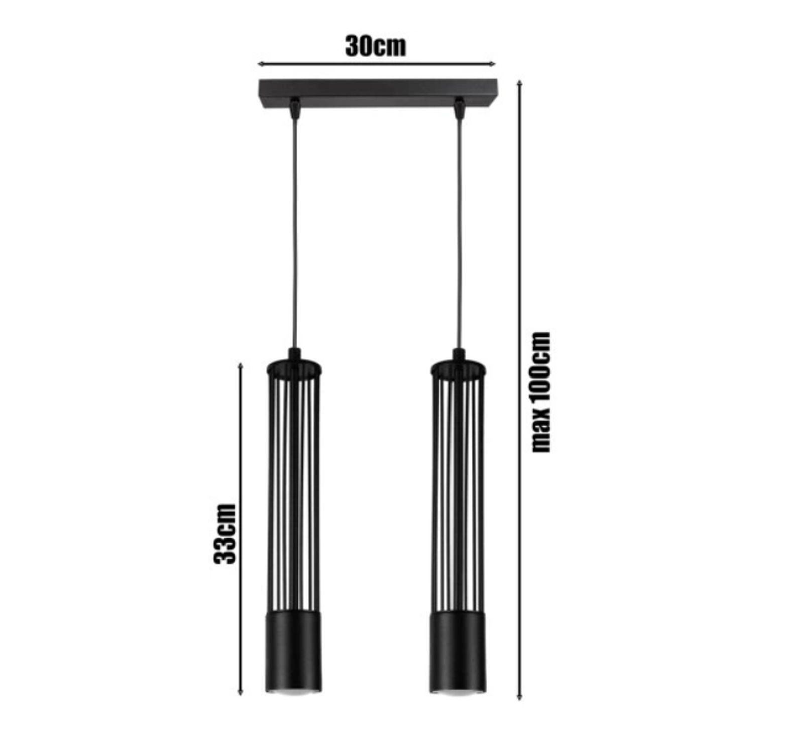 Dekorative Hängelampe Metall GU10 35 cm lang Schwarz Badezimmer, Drinnen, Zimmer, Duscharmatur