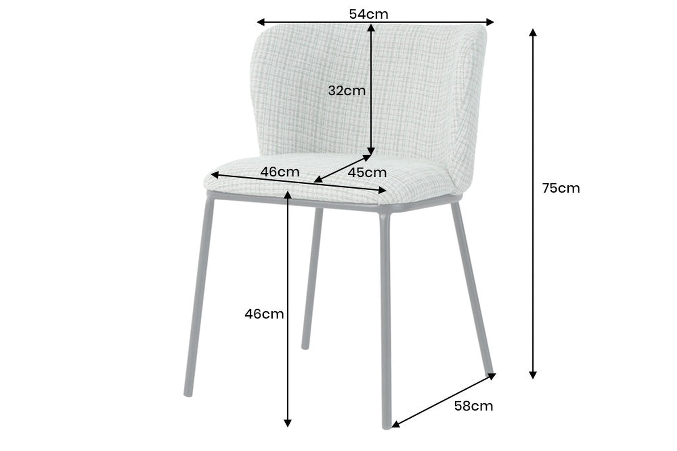 Esszimmerstuhl Bouclé in Grün Rosa kariert ohne Armlehne Moebel, Stuhl