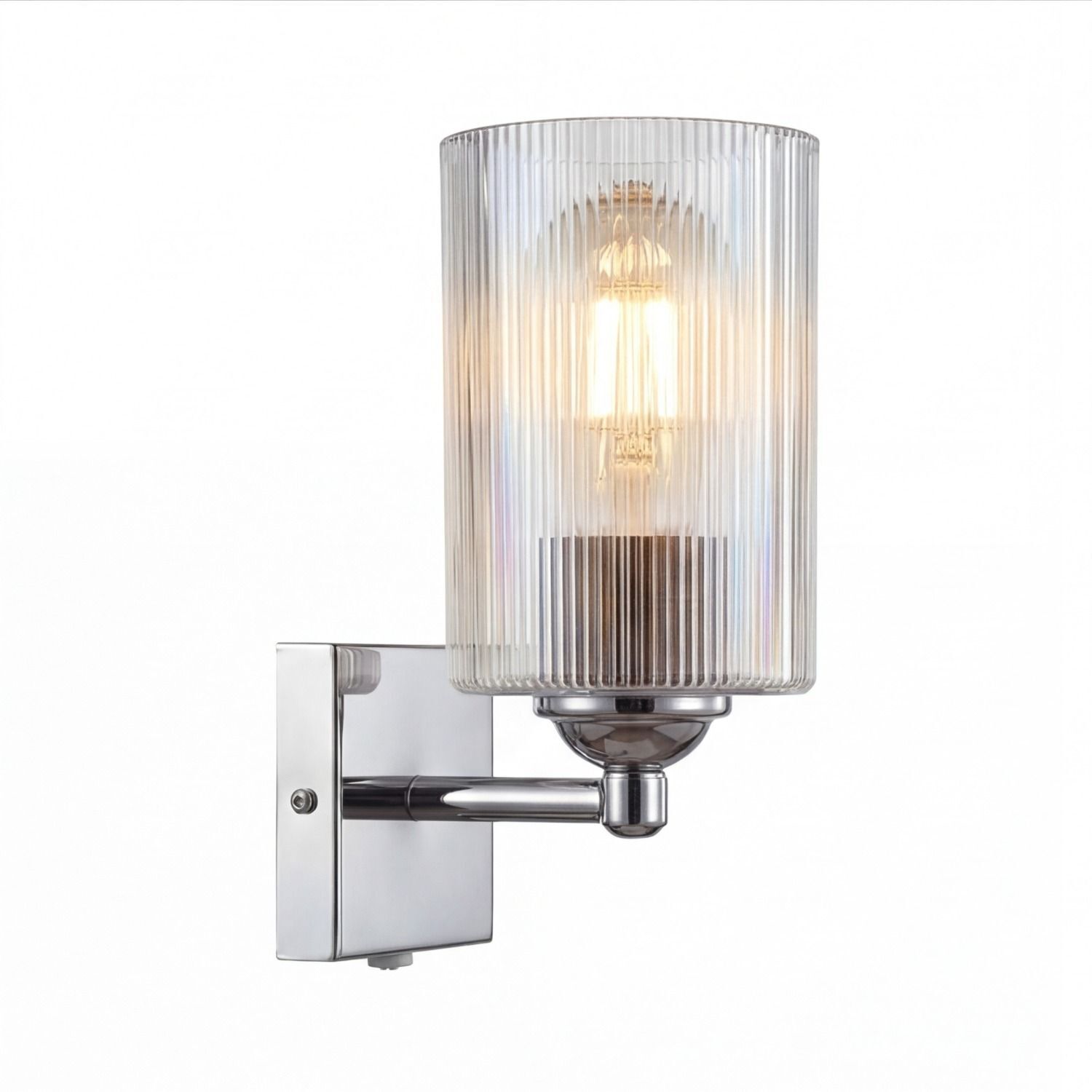 Wandleuchte, Glaslampenabdeckung, Chrom, Korridorleuchte, E27