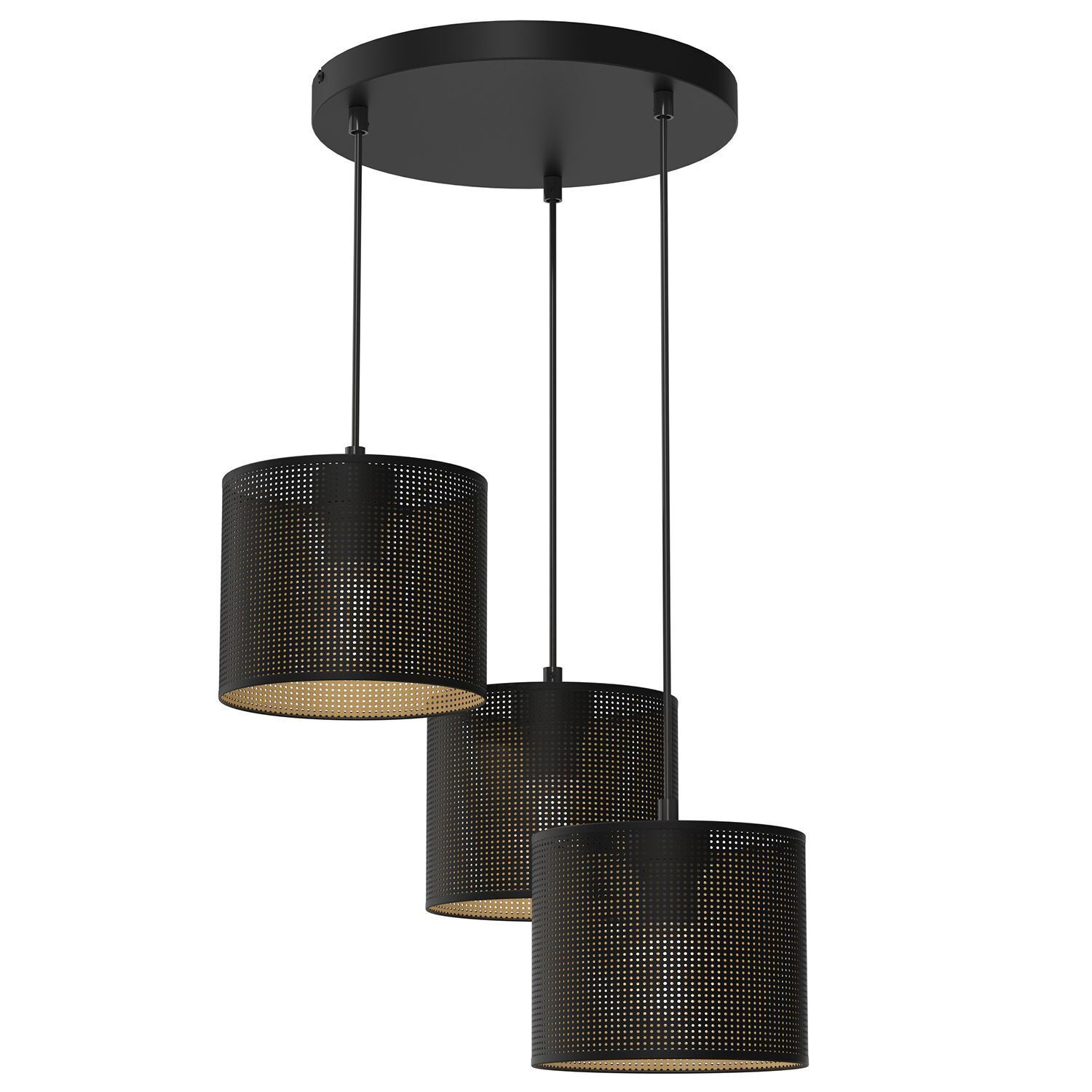 Pendelleuchte Metall in Schwarz Gold Ø45 cm E27 Loft