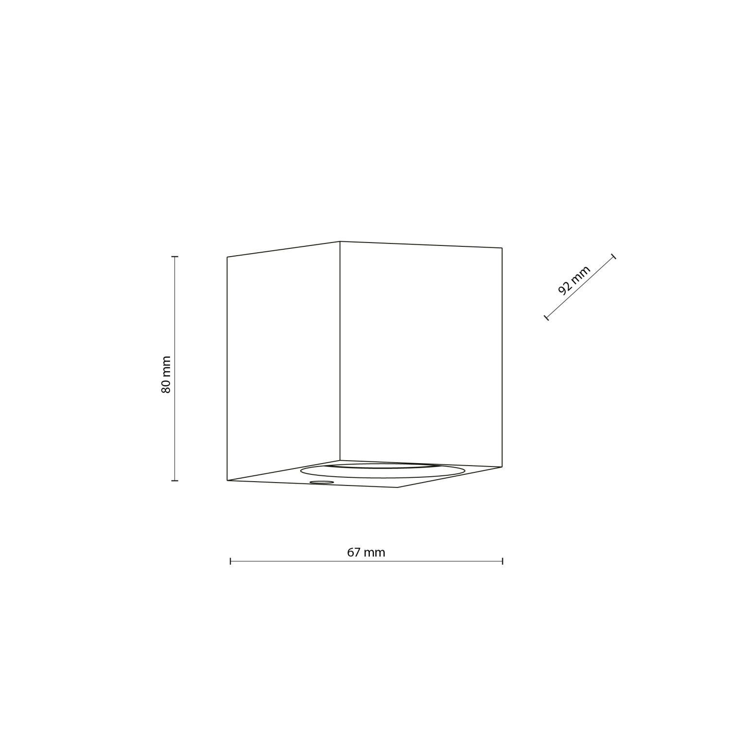 Wandlampe außen Downlight Grau Metall IP44 GU10 H:8 cm Diagramm, Handlung
