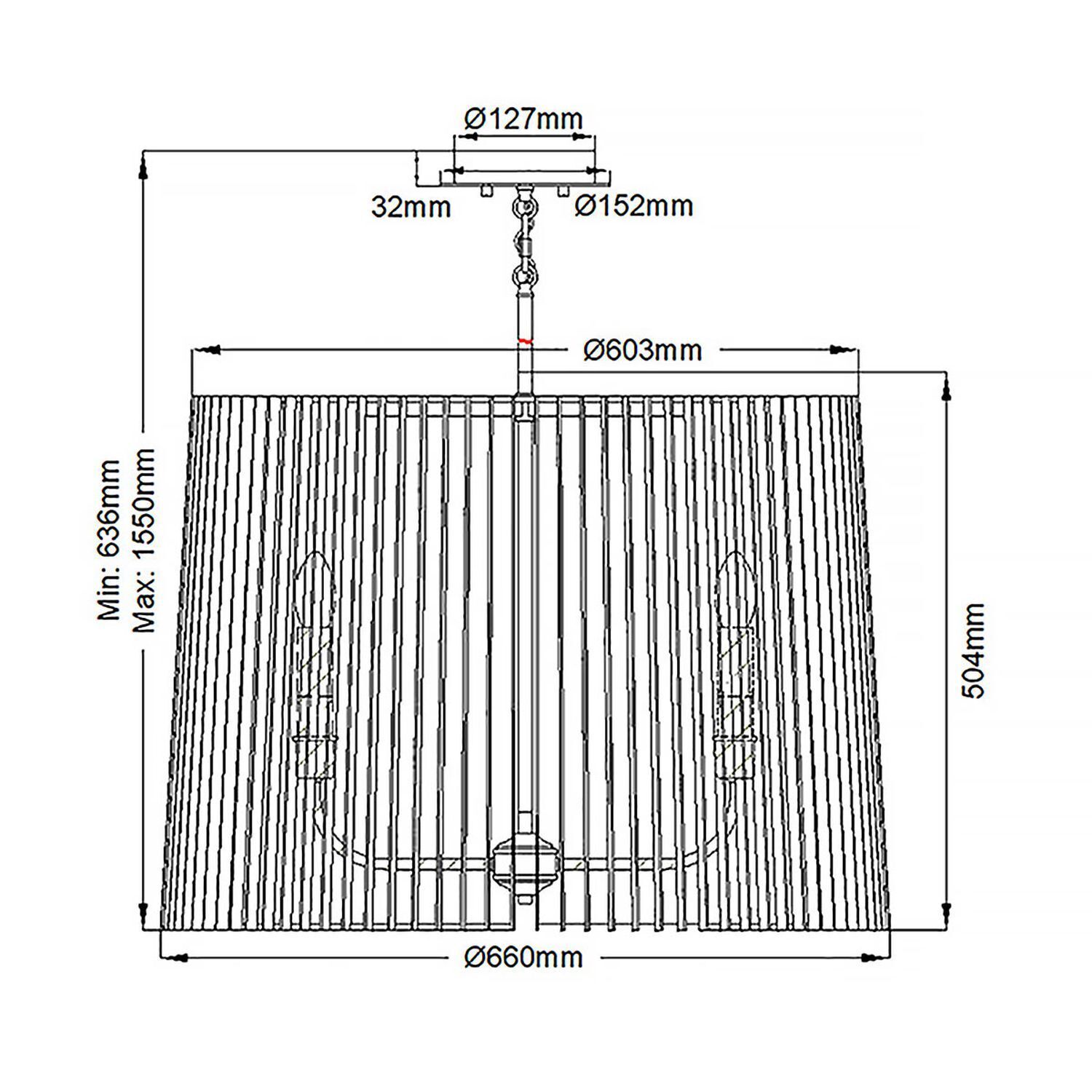 Pendelleuchte Metall D: 66 cm H: max. 155 cm rund 6x E14 Pendelleuchte Metall D: 66 cm H: max. 155 cm rund 6x E14
