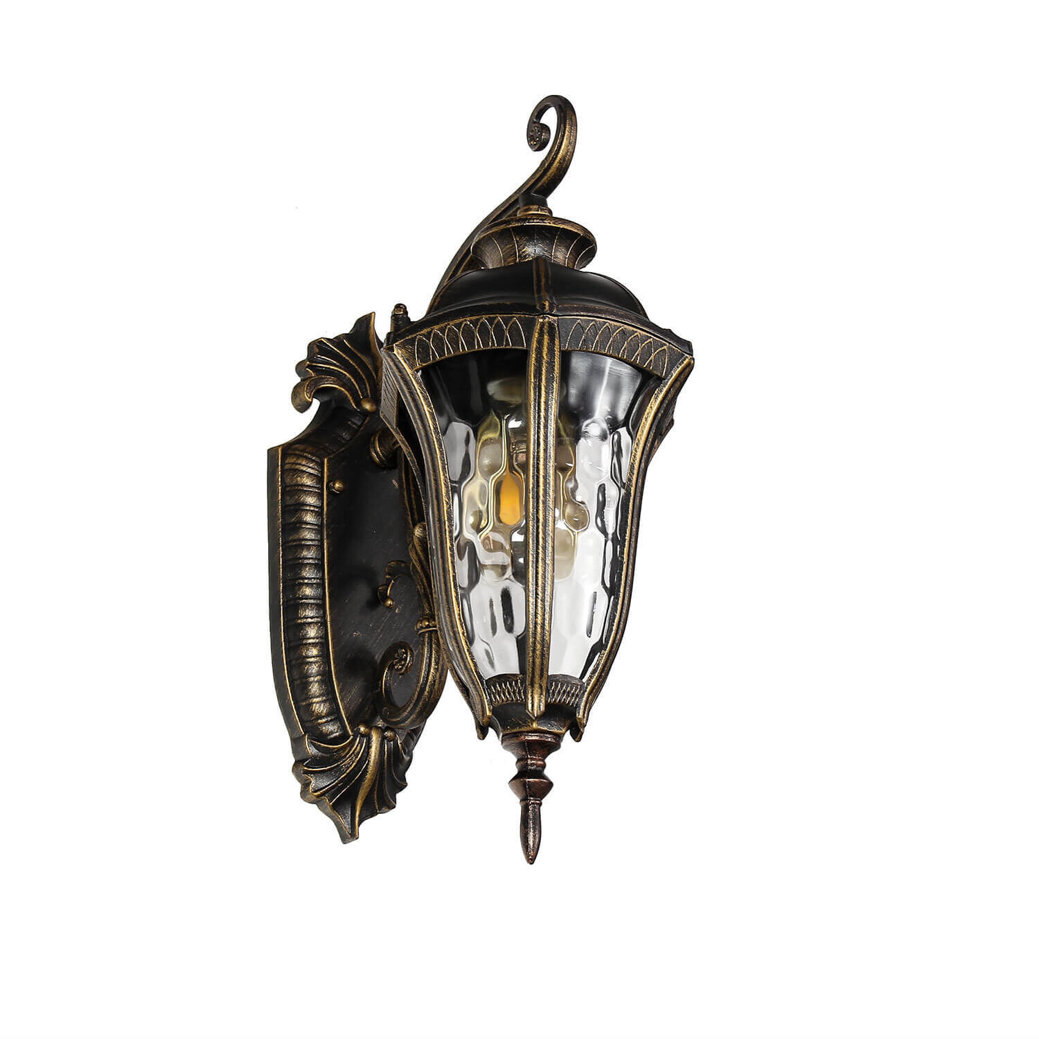 Rustikale Wandlaterne außen IP44 Schwarz Gold antik Lampe, Leuchte, Bronze