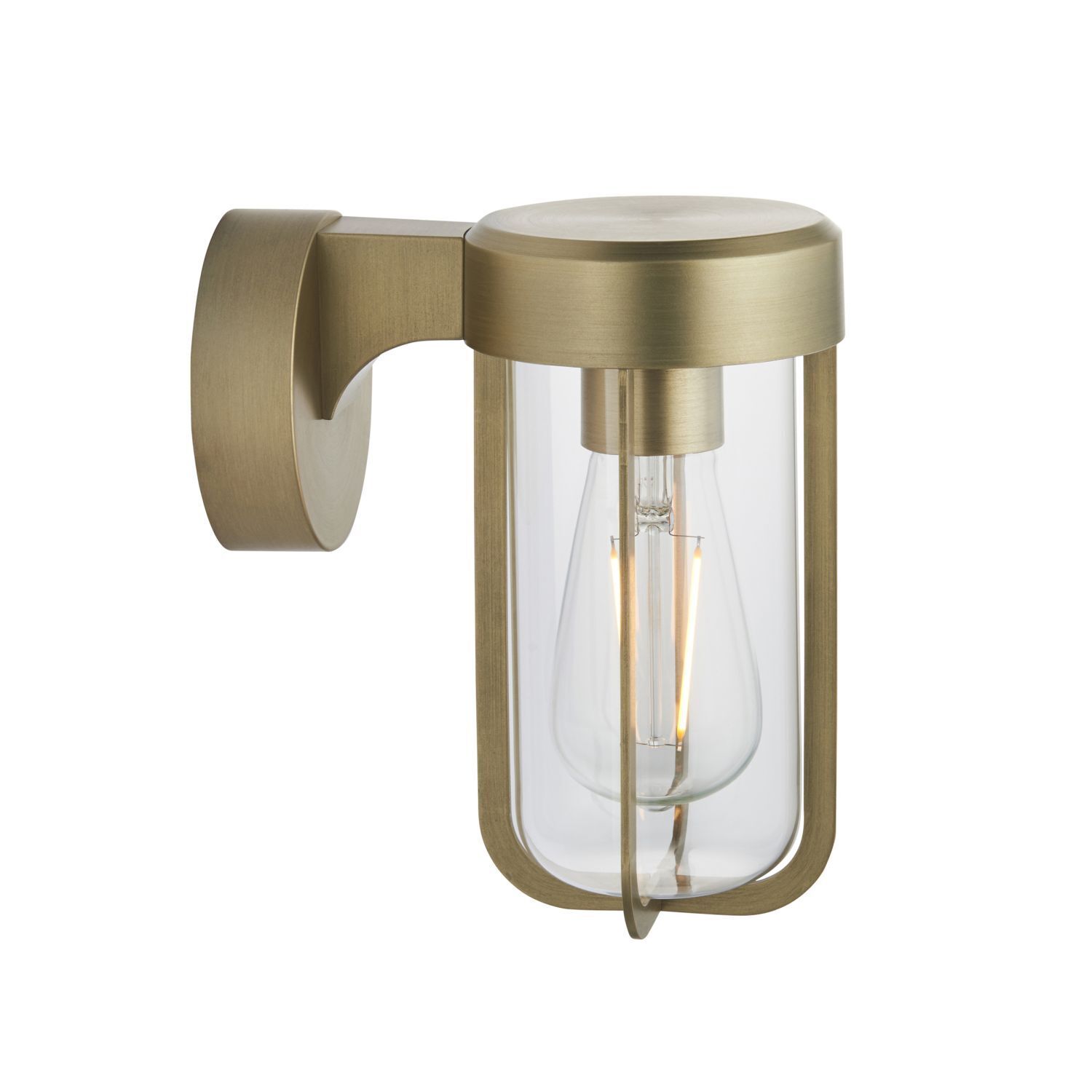Wandleuchte außen E27 Aluminium Glas IP44 20,8 cm hoch in Gold