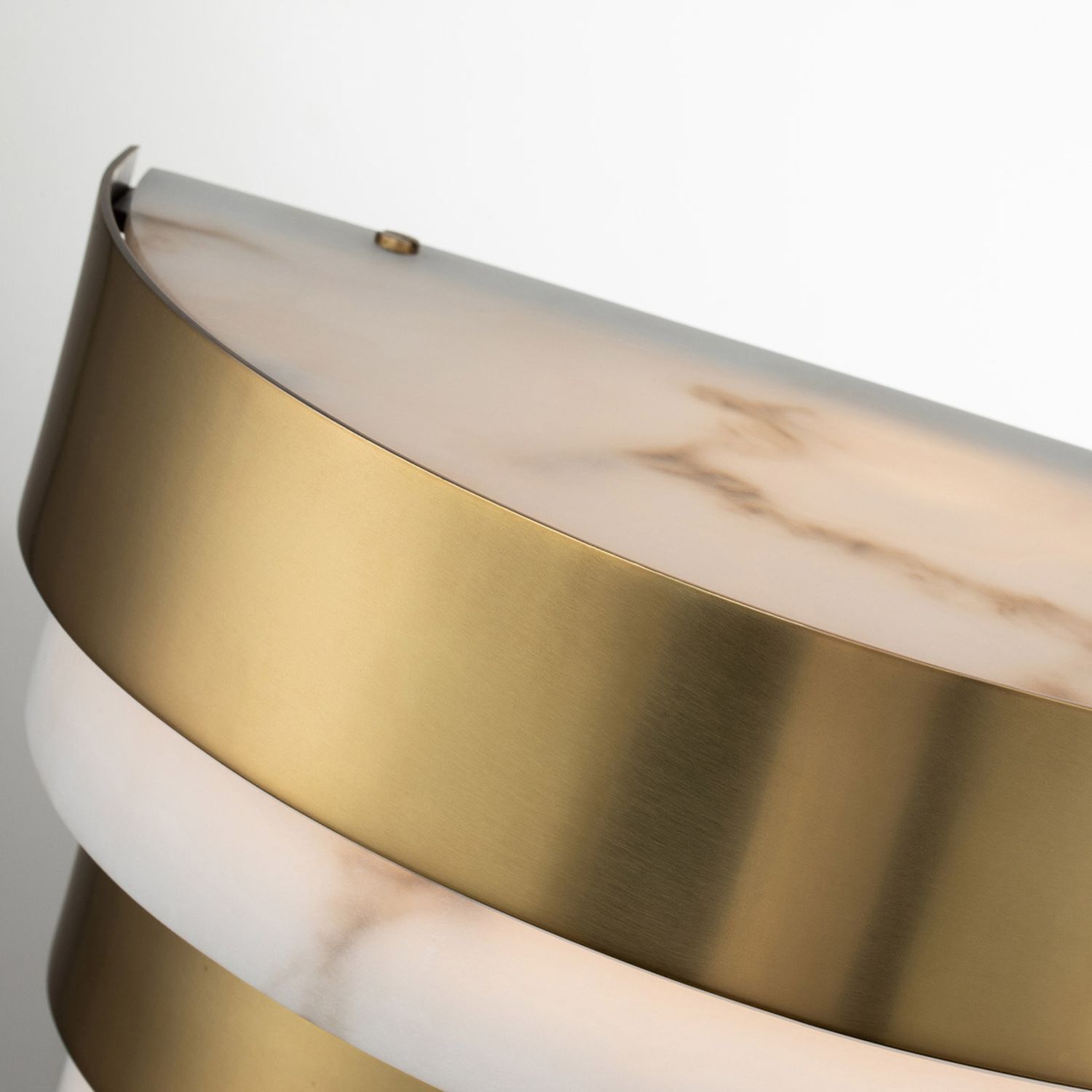 LED Wandleuchte H: 35,7 cm in Messing Antik Alabaster Optik