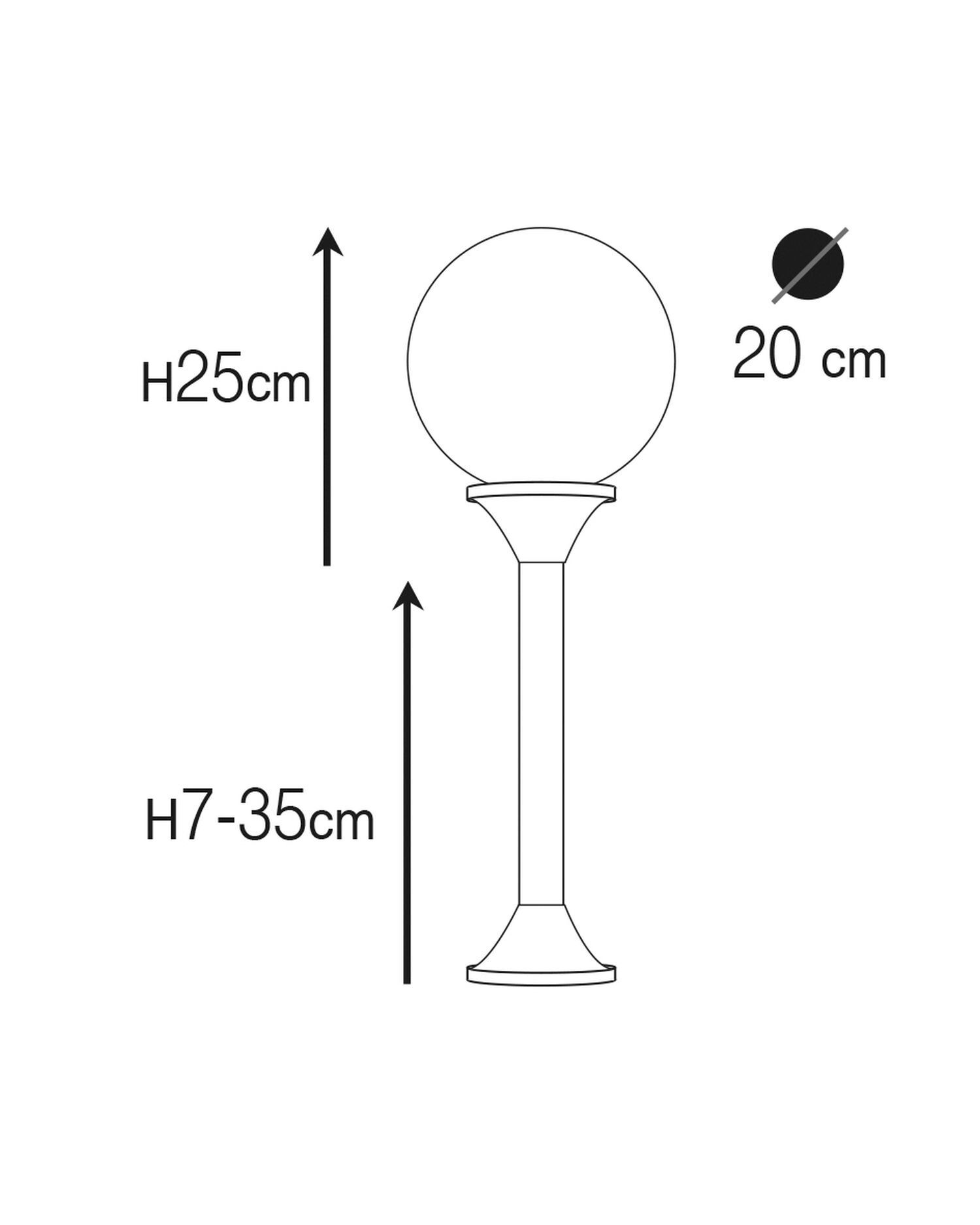 Außenleuchte Kugel Schirm 60 cm hoch Glas Messing E27 IP43