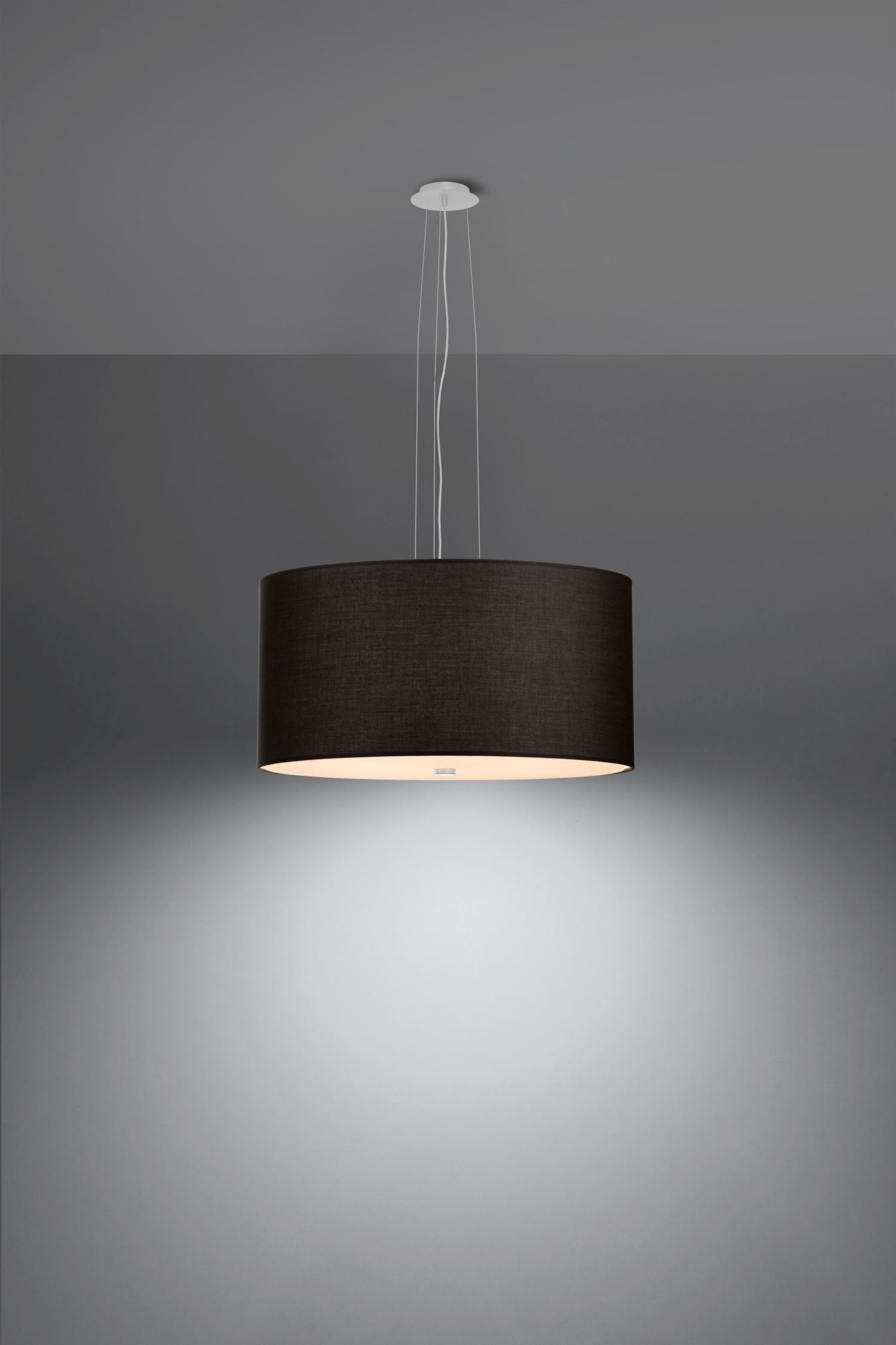 Pendelleuchte Stoff Glas Ø 50 cm Schwarz blendarm rund