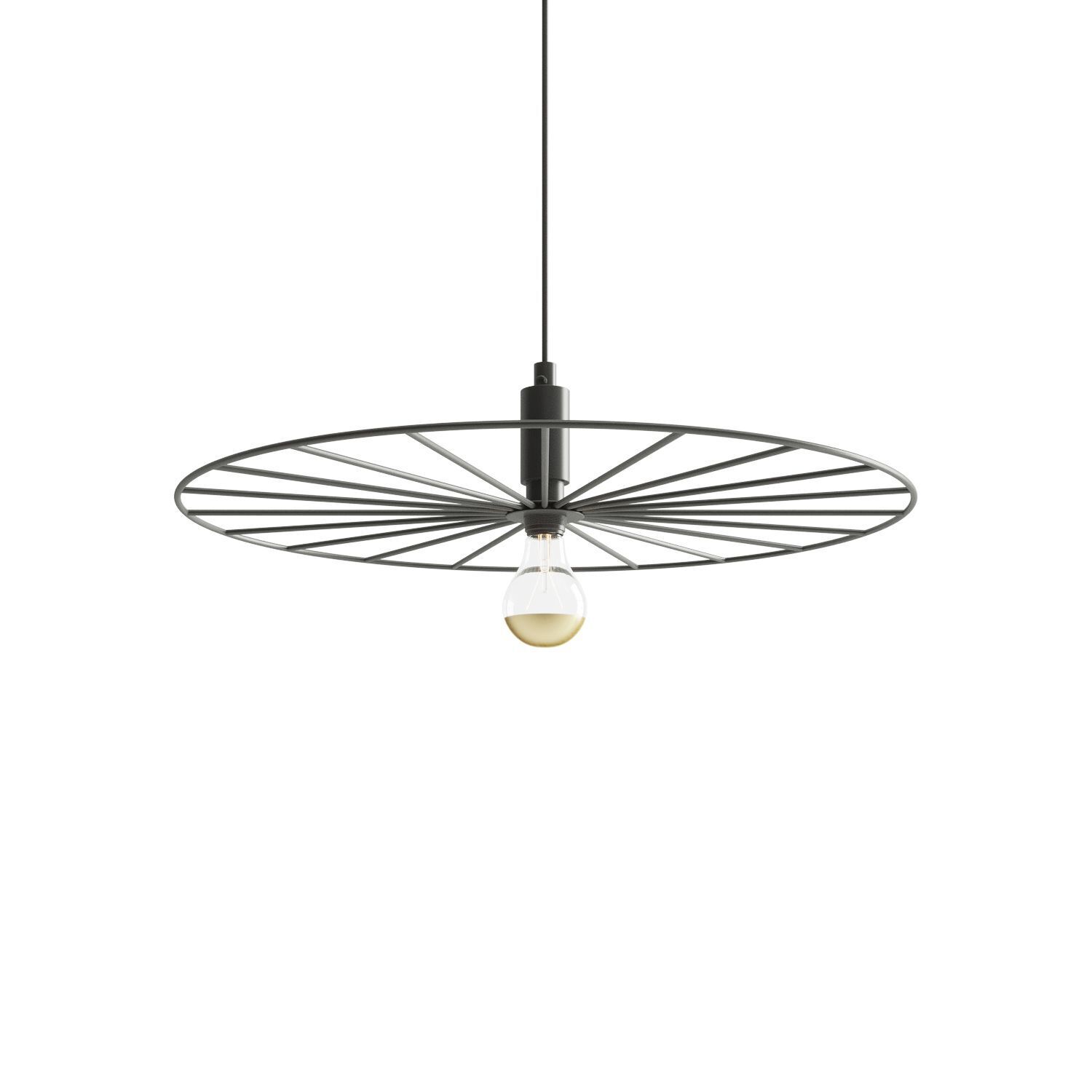 Pendelleuchte Schwarz Ø 45 cm Metall Draht Rad E27