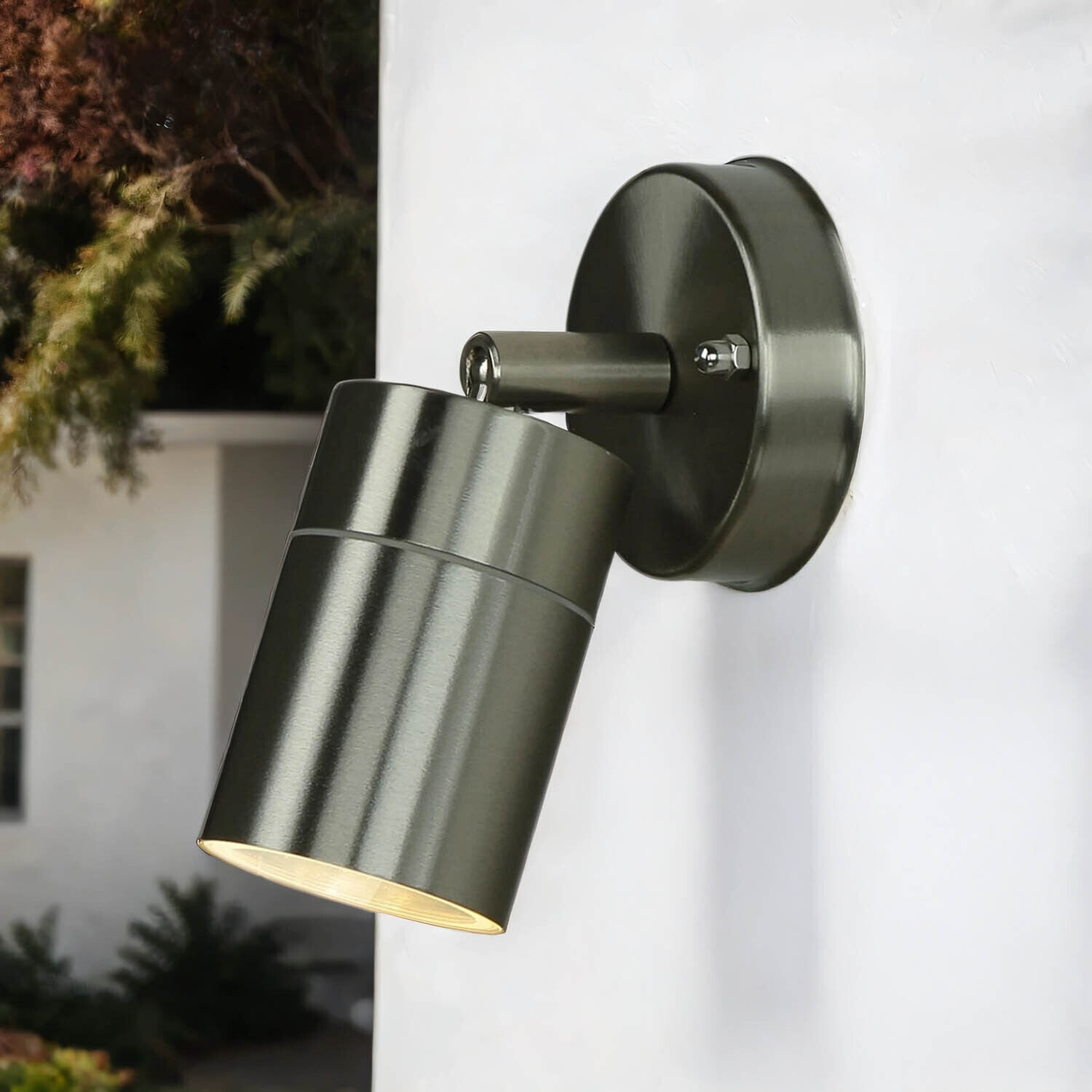 Spot Lampe außen Edelstahl IP44 GU10 Haus Wand COLLINS Beleuchtung