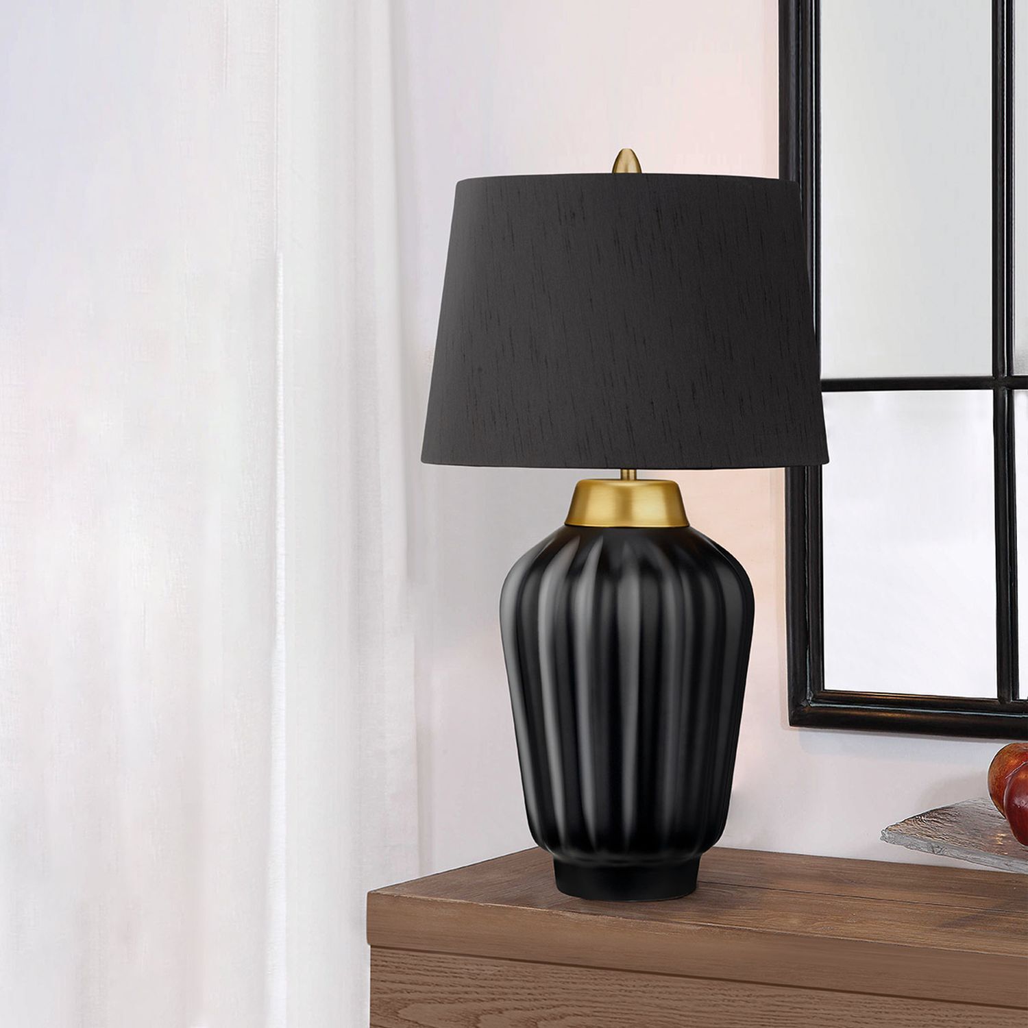 Nachttischlampe Keramik Stoff 56,2 cm hoch E27