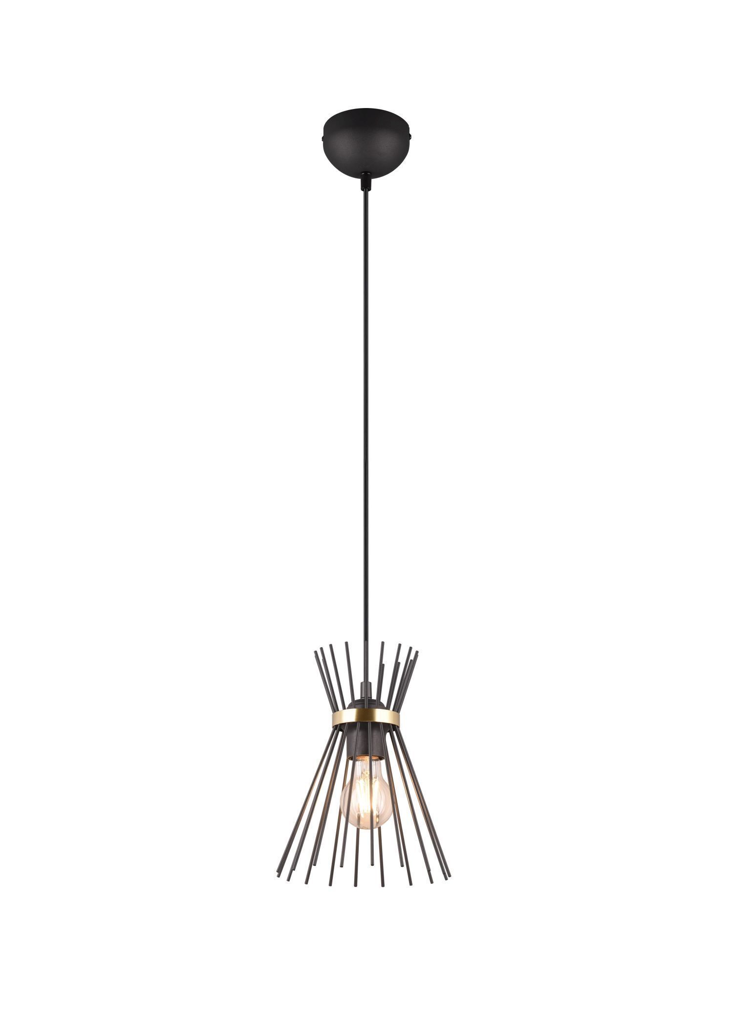 Dekorative Pendelleuchte Schwarz Gold E27 Ø20 cm rund Leuchter, Lampe